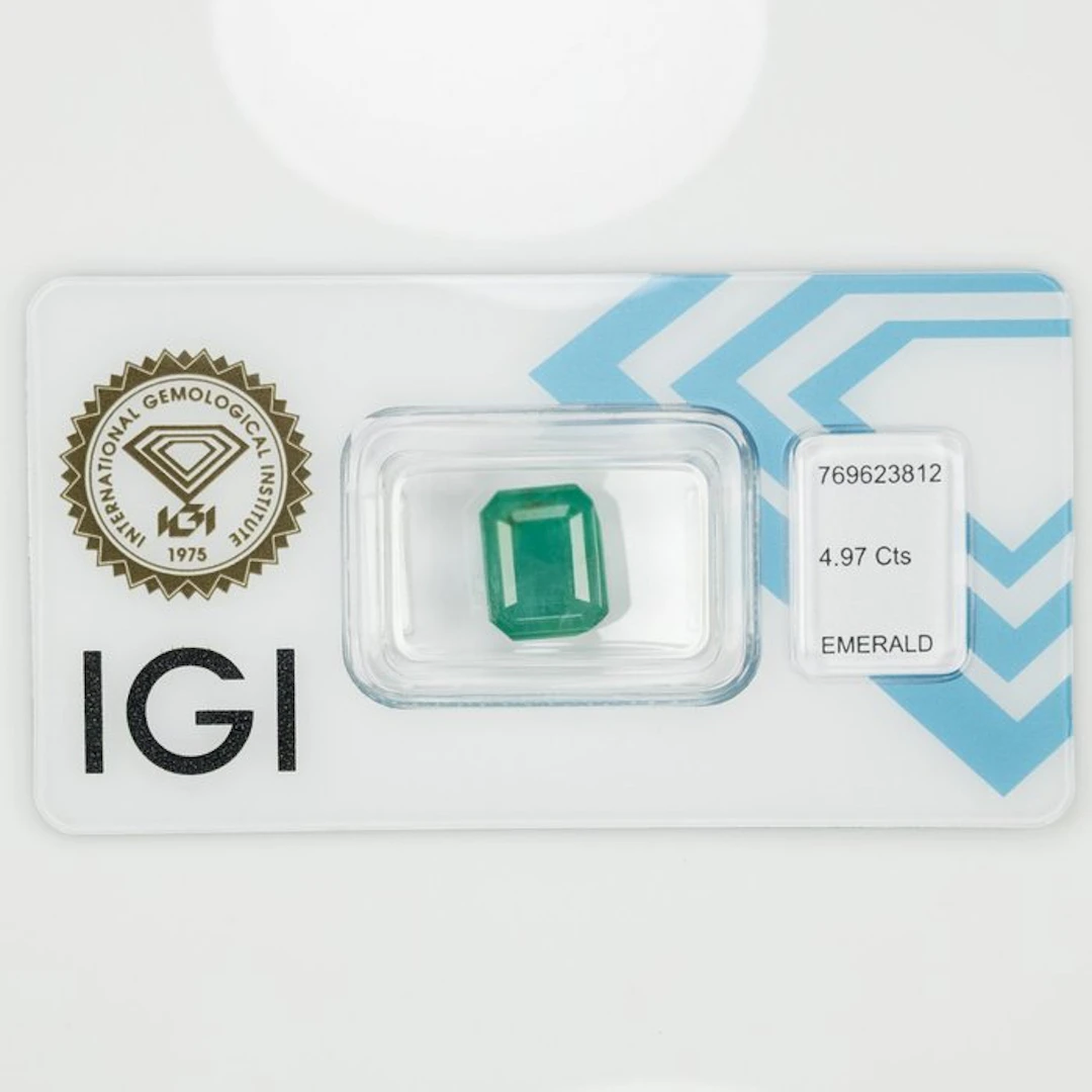 1 pcs Green Emerald - 4.97 ct - International Gemological Institute (IGI)
