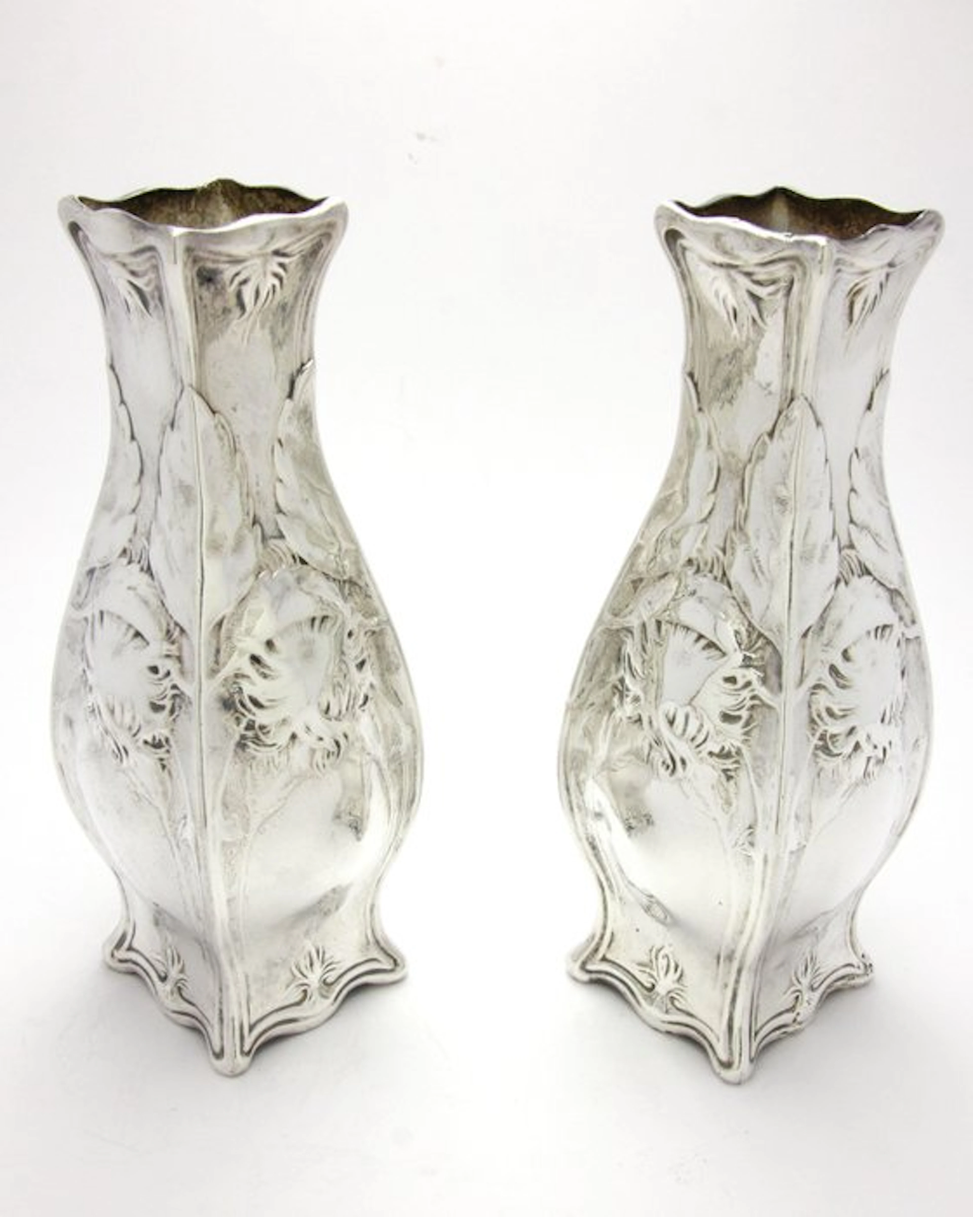 Christofle, Gallia - Vase (2) - Silverplated - Pair of Art Nouveau Vases