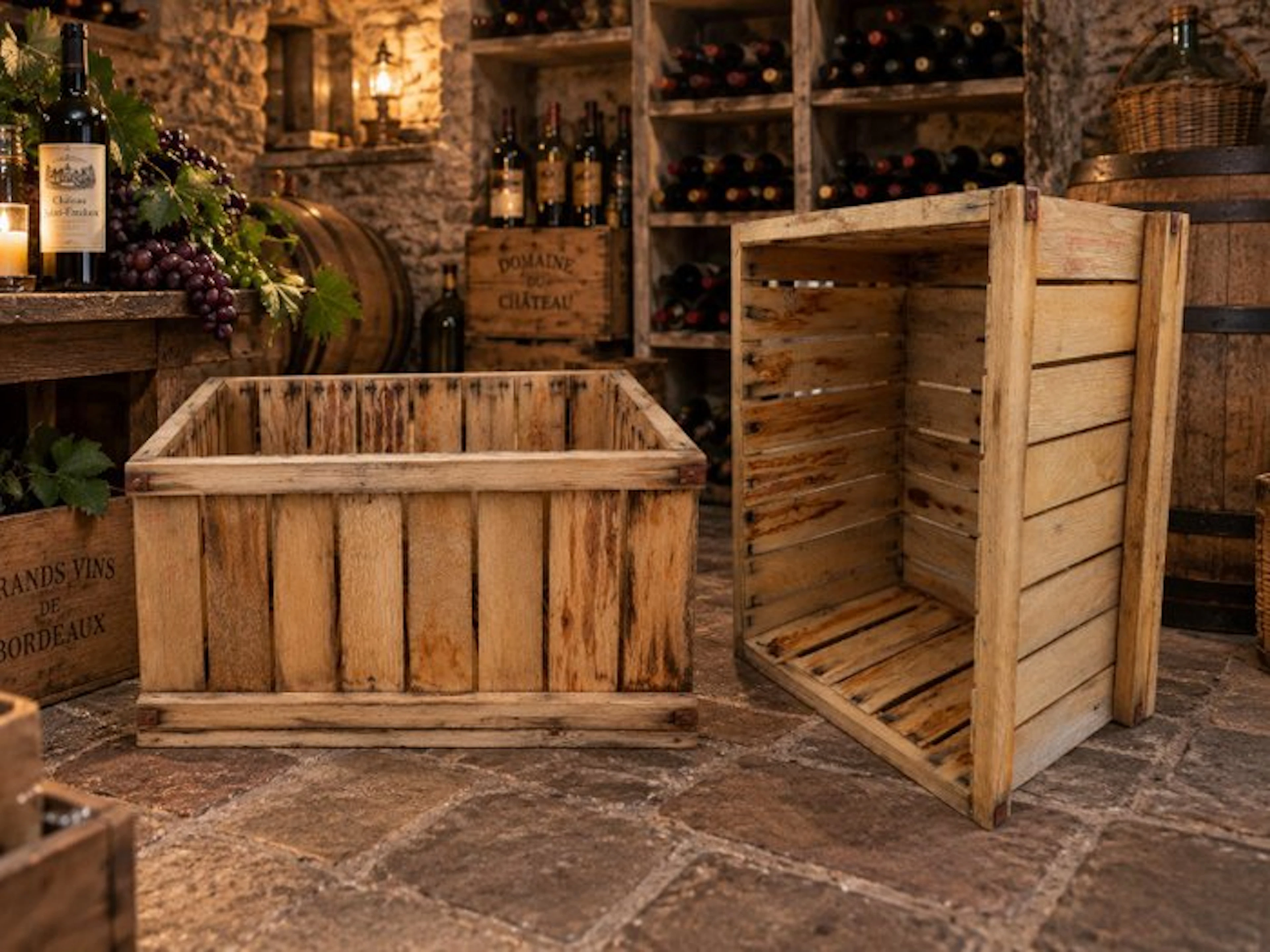 Casket (2) - Wood - 2 large wooden crates