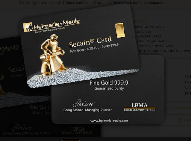 World. Secain Heimerle und Meule - 1/200oz (.999) (No reserve price)