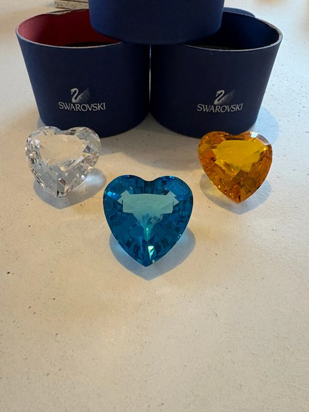 Swarovski - Figure - Gekleurde harten - oranje, helder en blauw (3) - Crystal