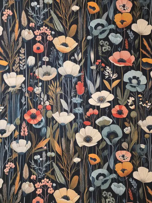 Floral Art Nouveau fabric "Arts and Crafts" - 300x280 cm...