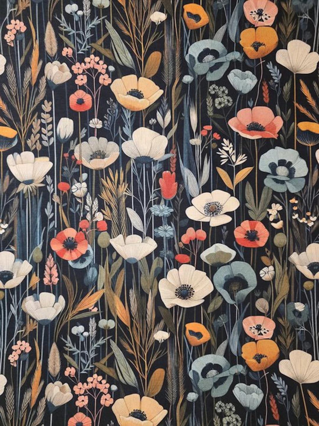Floral Art Nouveau fabric "Arts and Crafts" - 300x280 cm...