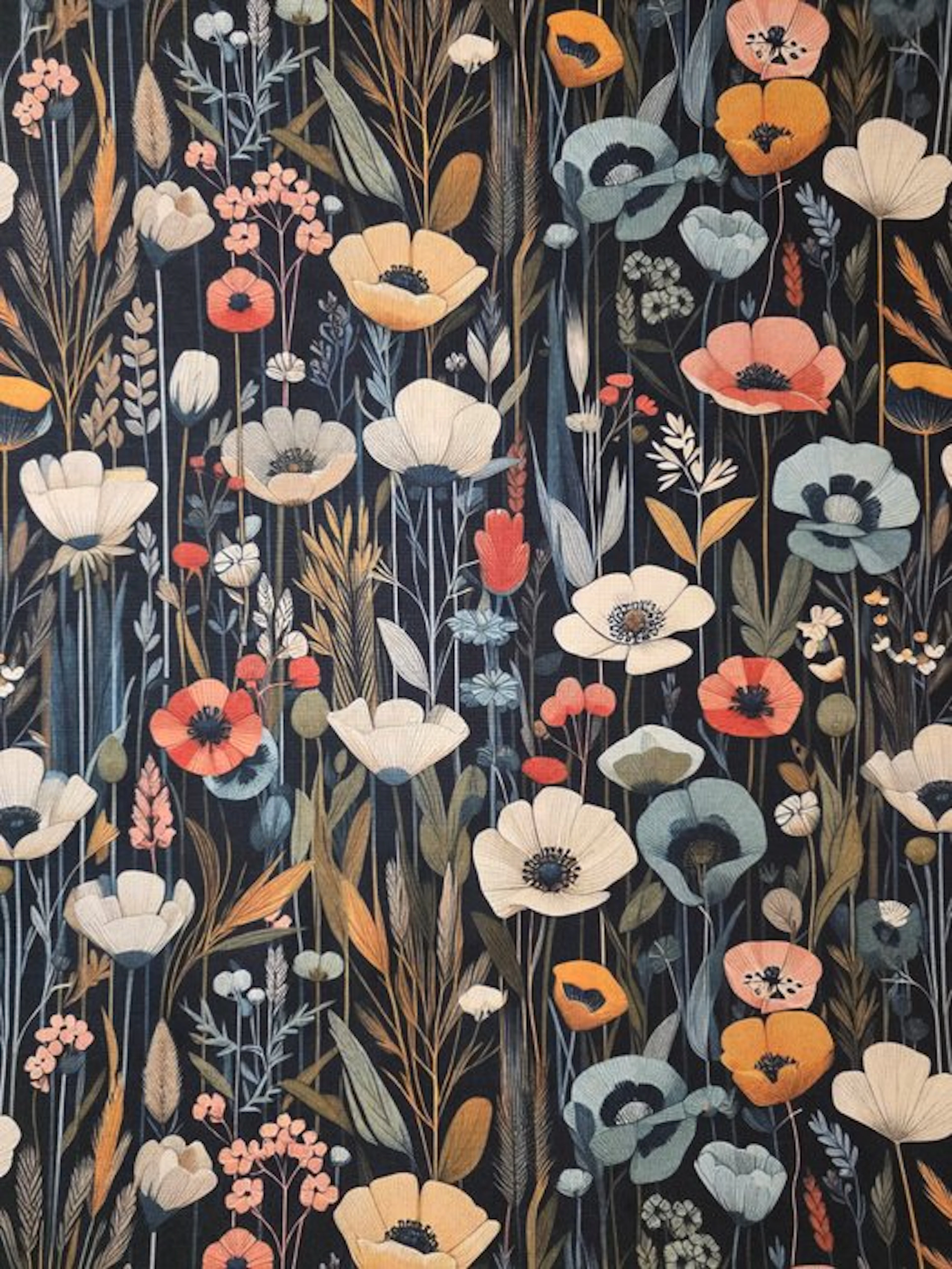 Floral Art Nouveau fabric "Arts and Crafts" - 300x280 cm...