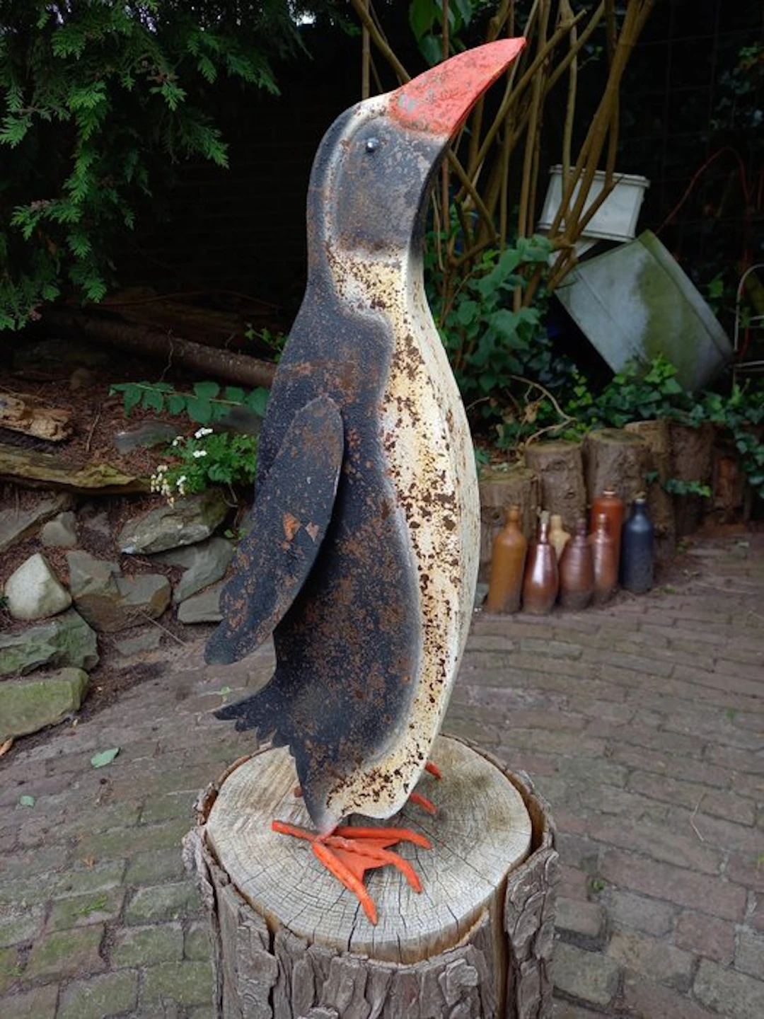 Sculpture, "Koddige Pinguïn" - 56 cm - Metal