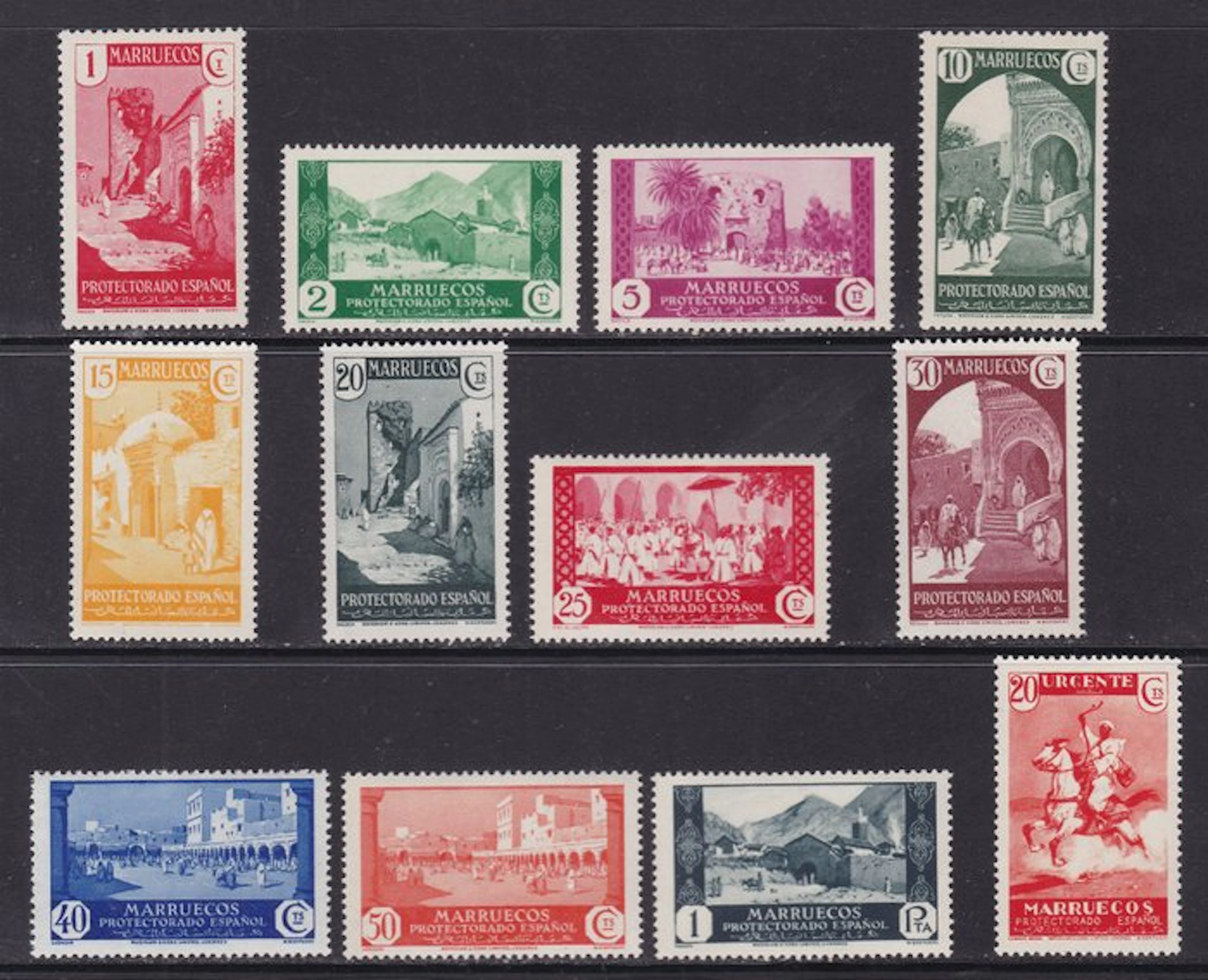 Morocco 1933 - Edifil 133/143 and 147 - Views and...
