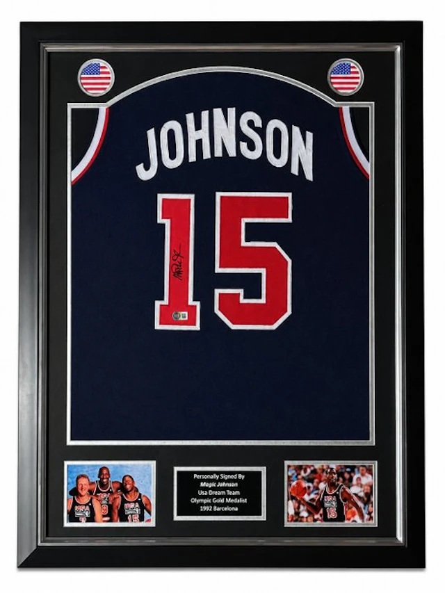 Team USA - NBA - Magic Johnson Singed - Premium Frame - NBA Custom Jersey