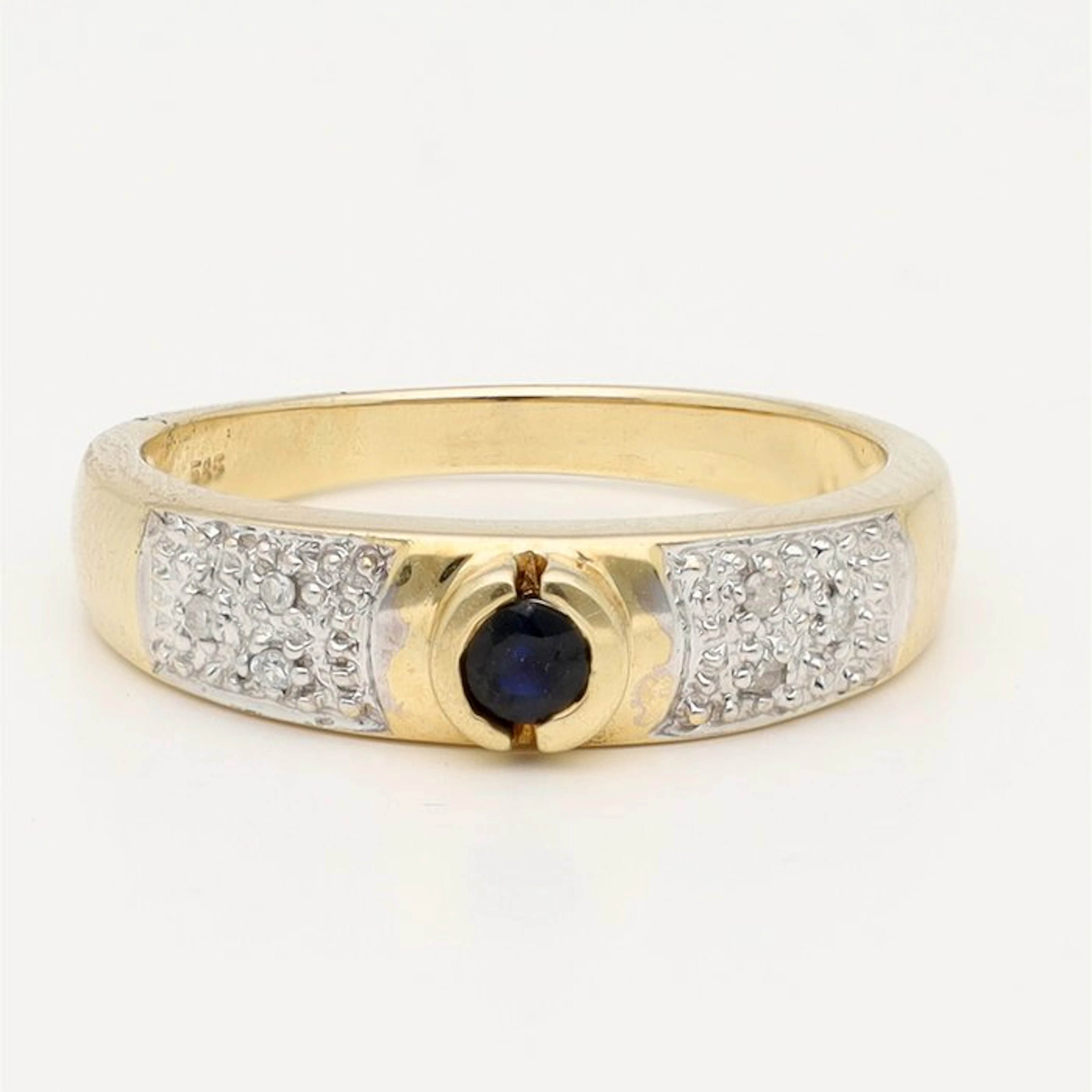 Ring - 14 kt. Yellow gold, White gold Sapphire - Diamond