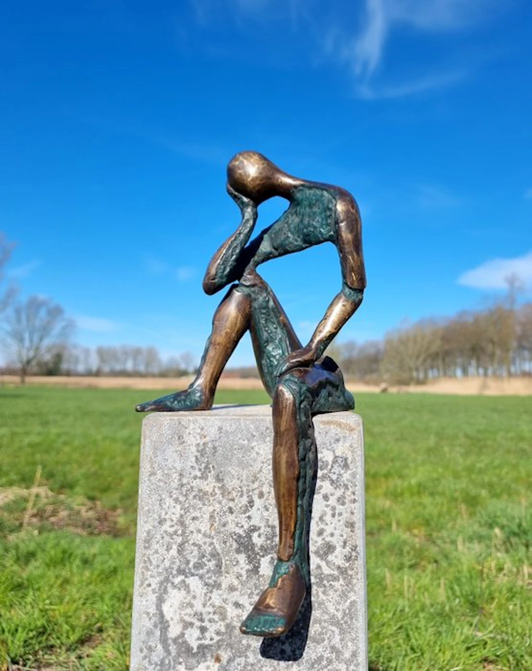 Figurine - Modernist deep emotional sculpture - Bronze