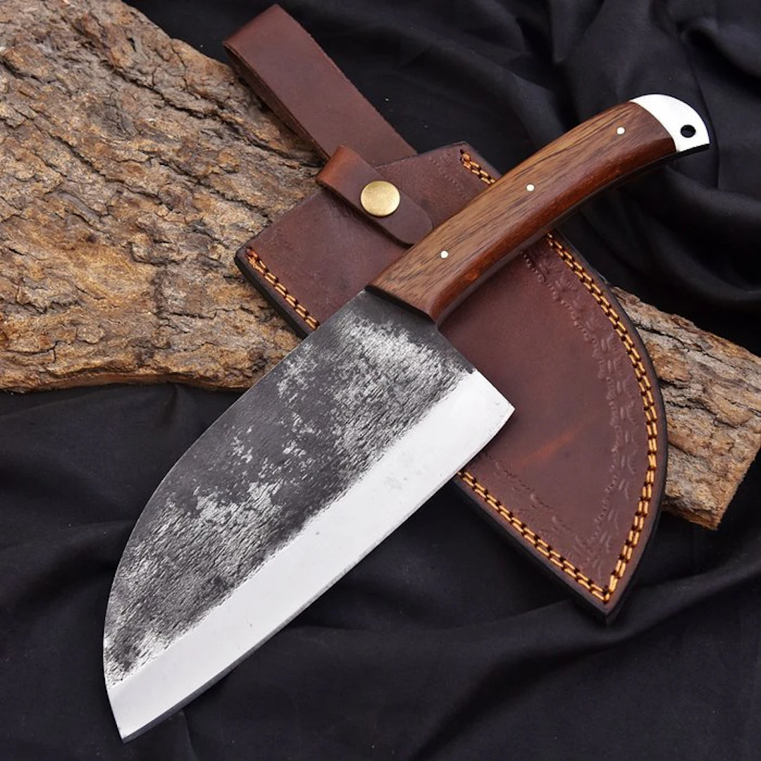 Kitchen knife - Chef's knife - wood and Hammered steel...
