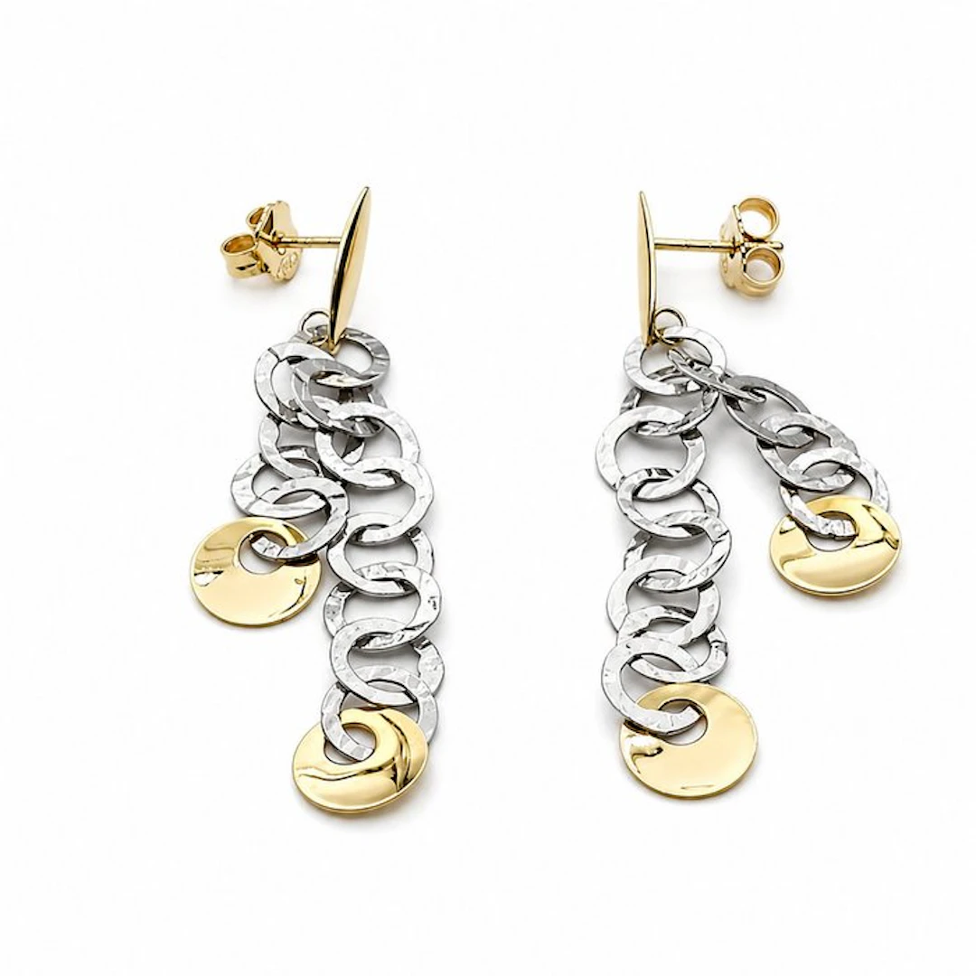 Earrings - 18 kt. Yellow gold, White gold - Made in Italy - Handmade