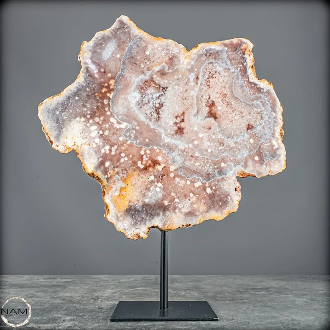 Exclusive pink amethyst with natural crystal structure - on a stand- 1708.12 g