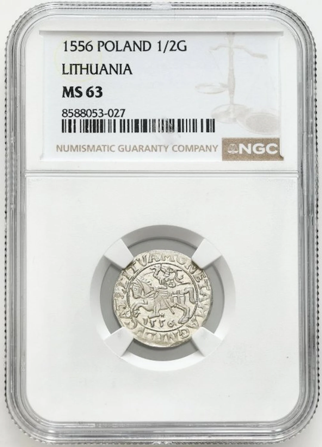 Poland, Lithuania. Segismundo II Augusto (1548-1572). 1/2 Groat 1556 - NGC MS63