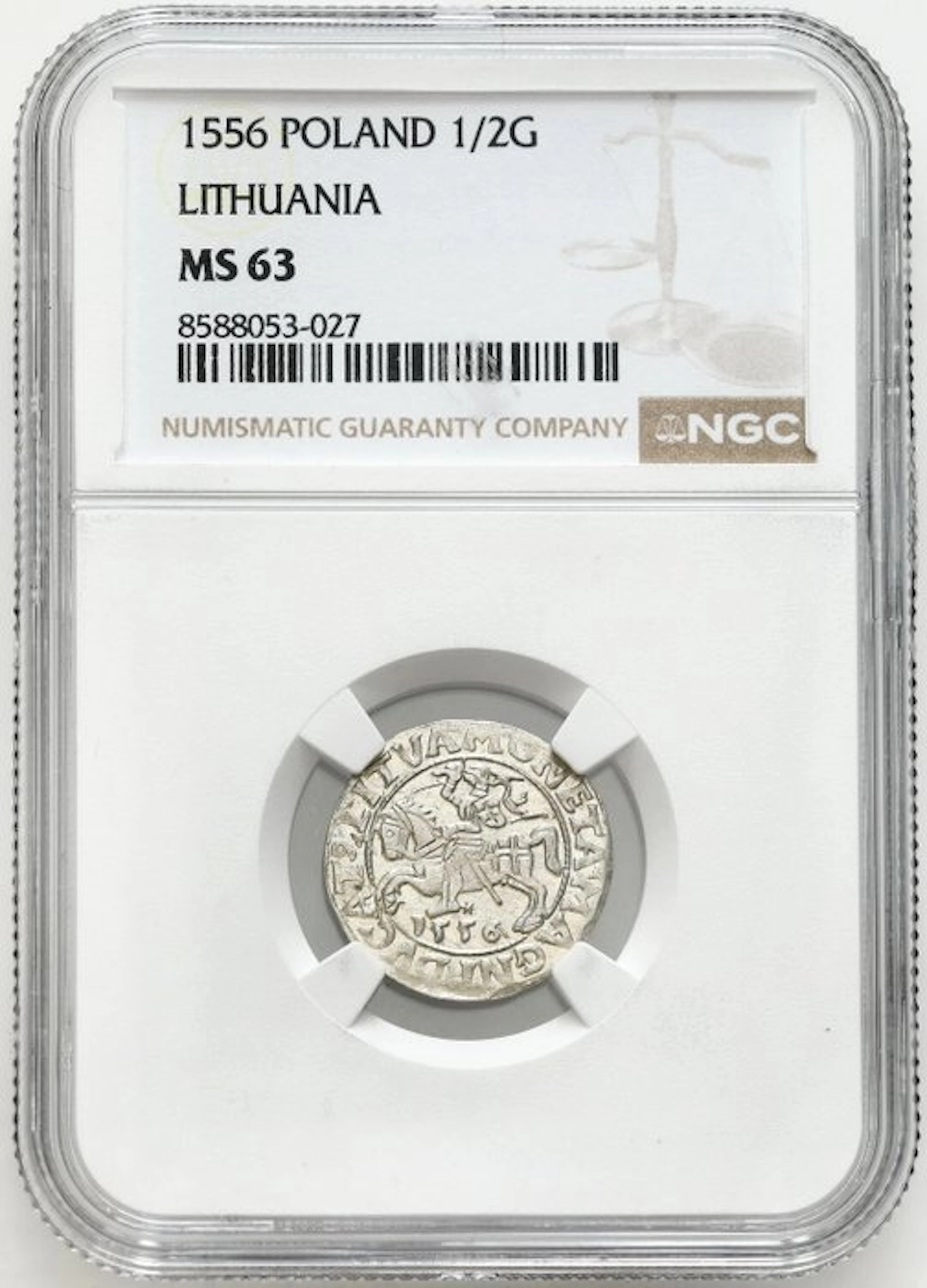 Poland, Lithuania. Segismundo II Augusto (1548-1572). 1/2 Groat 1556 - NGC MS63