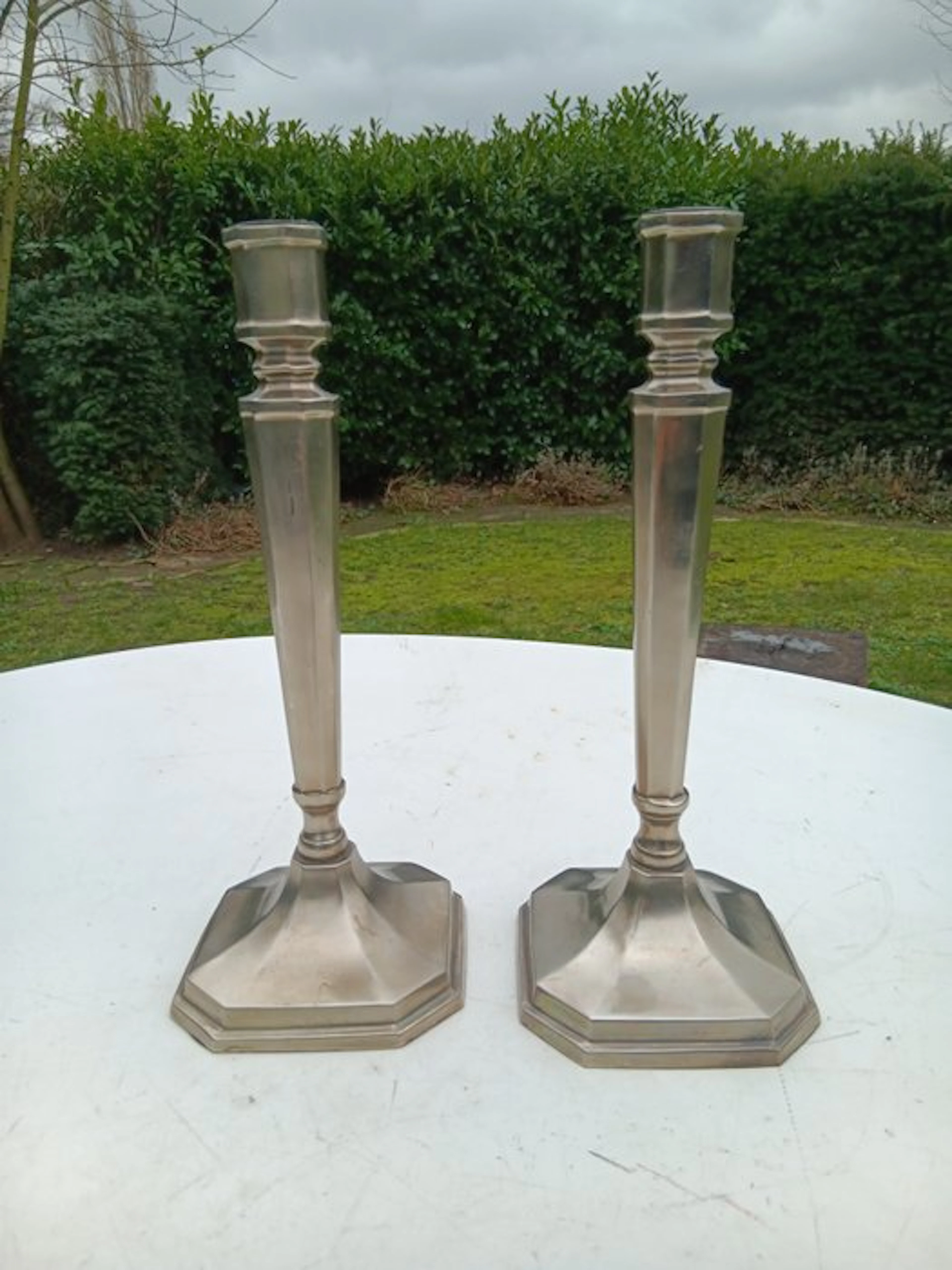 29 cm - Candleholder heavy silver-plated candlesticks (2) - silver-plated metal