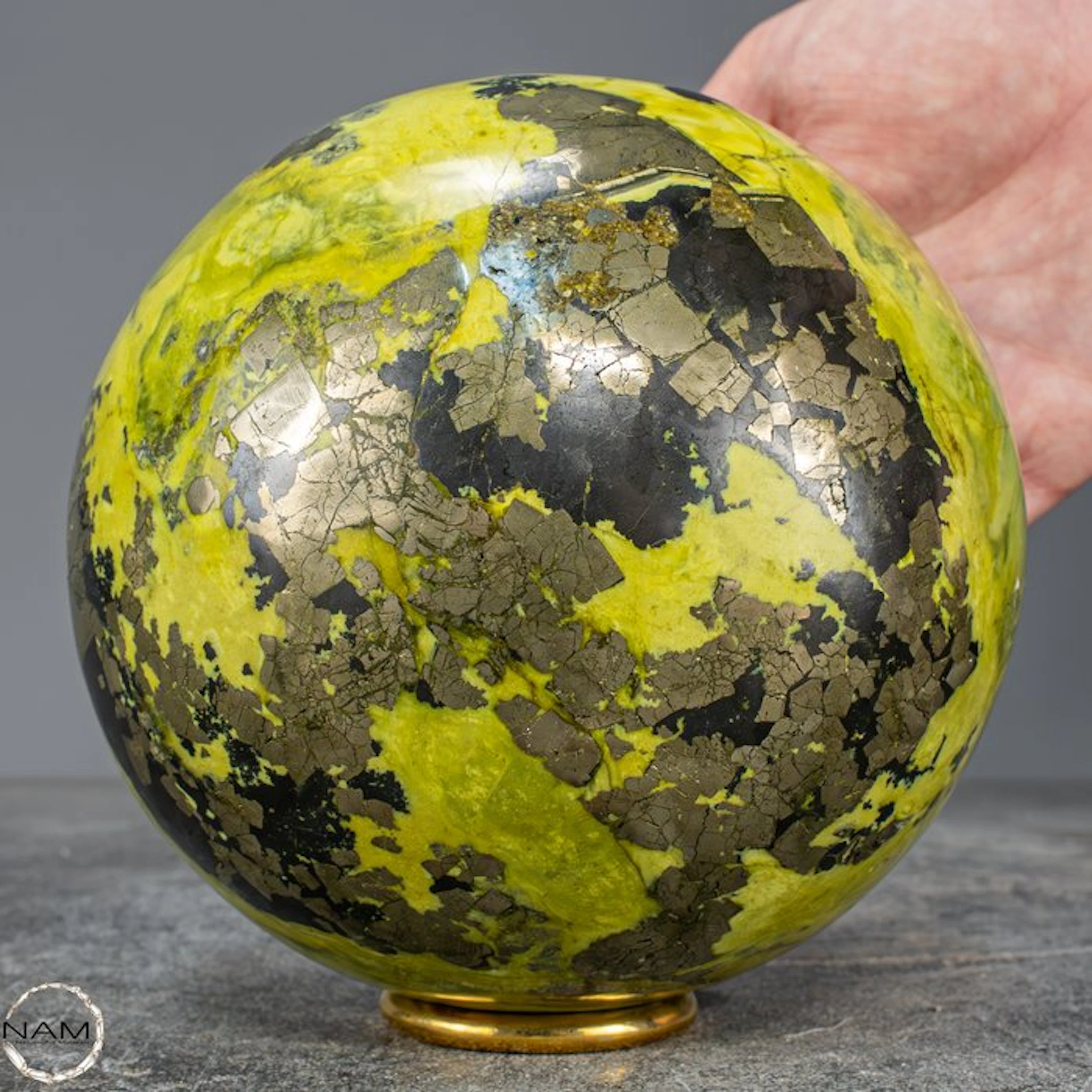 Very Rare First Quality Serpentine & Pyrite Sphere, From Peru- 2767.59 g