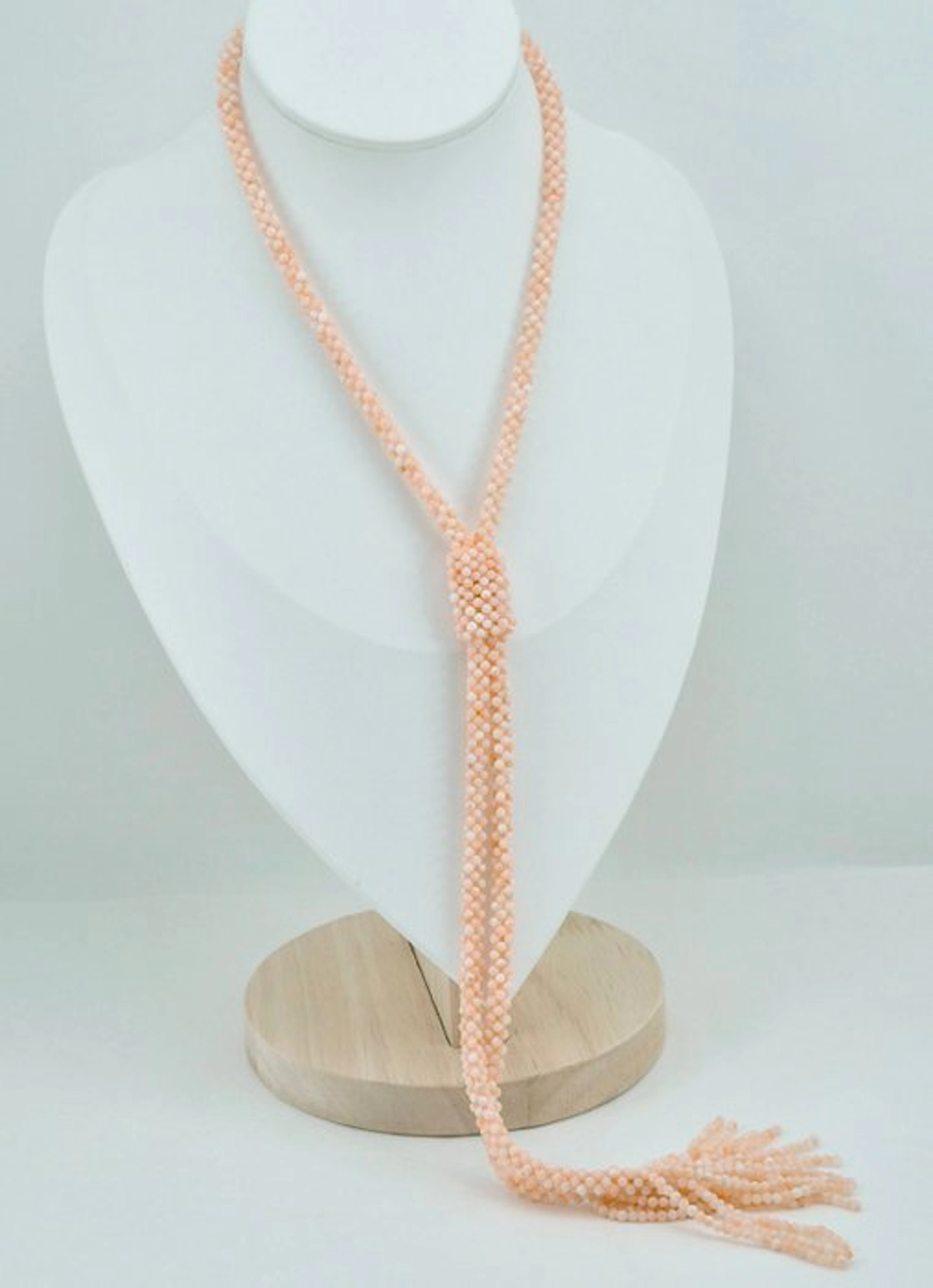 Coral - PINK CORAL - Necklace - Pink coral woven fabric