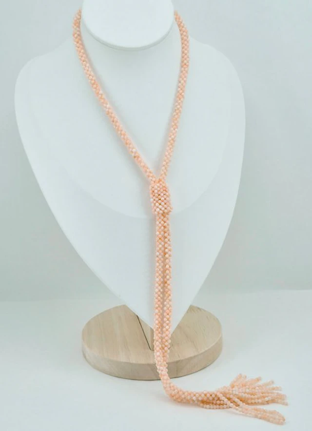 Coral - PINK CORAL - Necklace - Pink coral woven fabric