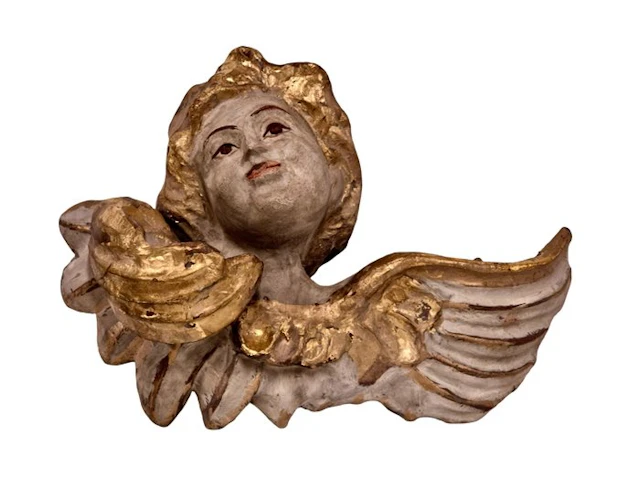Winged angel head - 60 cm - papier-mâché - the 20th century