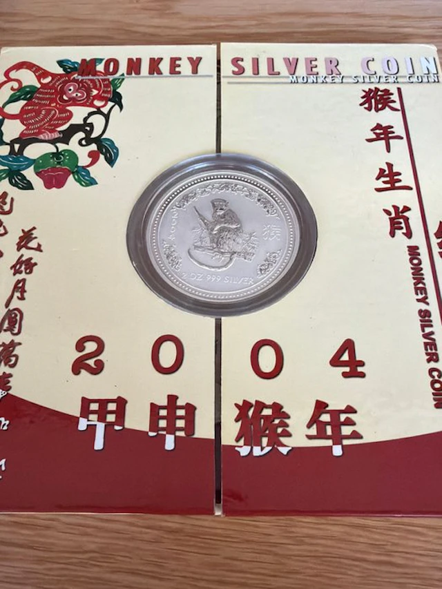 Australia. 2 Dollars 2004 Year of the Monkey , 2 Oz (.999) im Blister