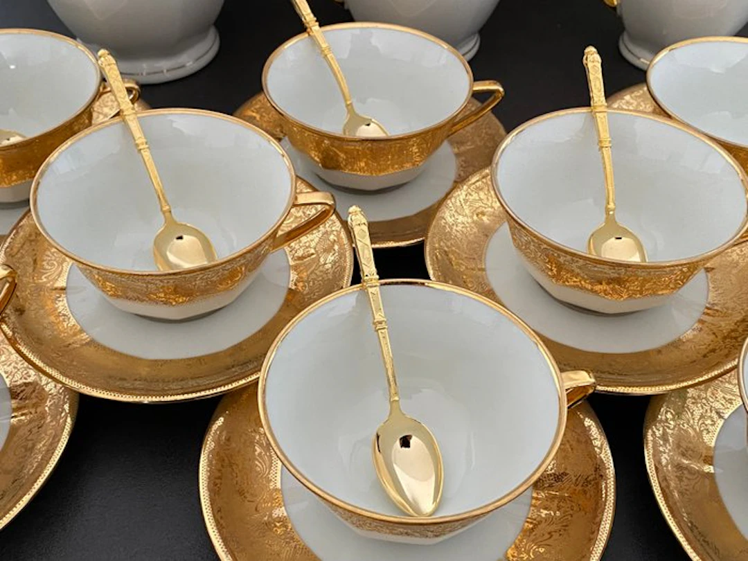 Limoges - Coffee set (25) - Porcelain, Gold plated