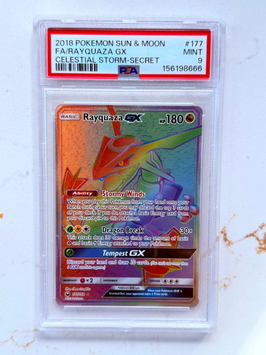 Pokémon - 1 Graded card - Rayquaza GX 177 Foil