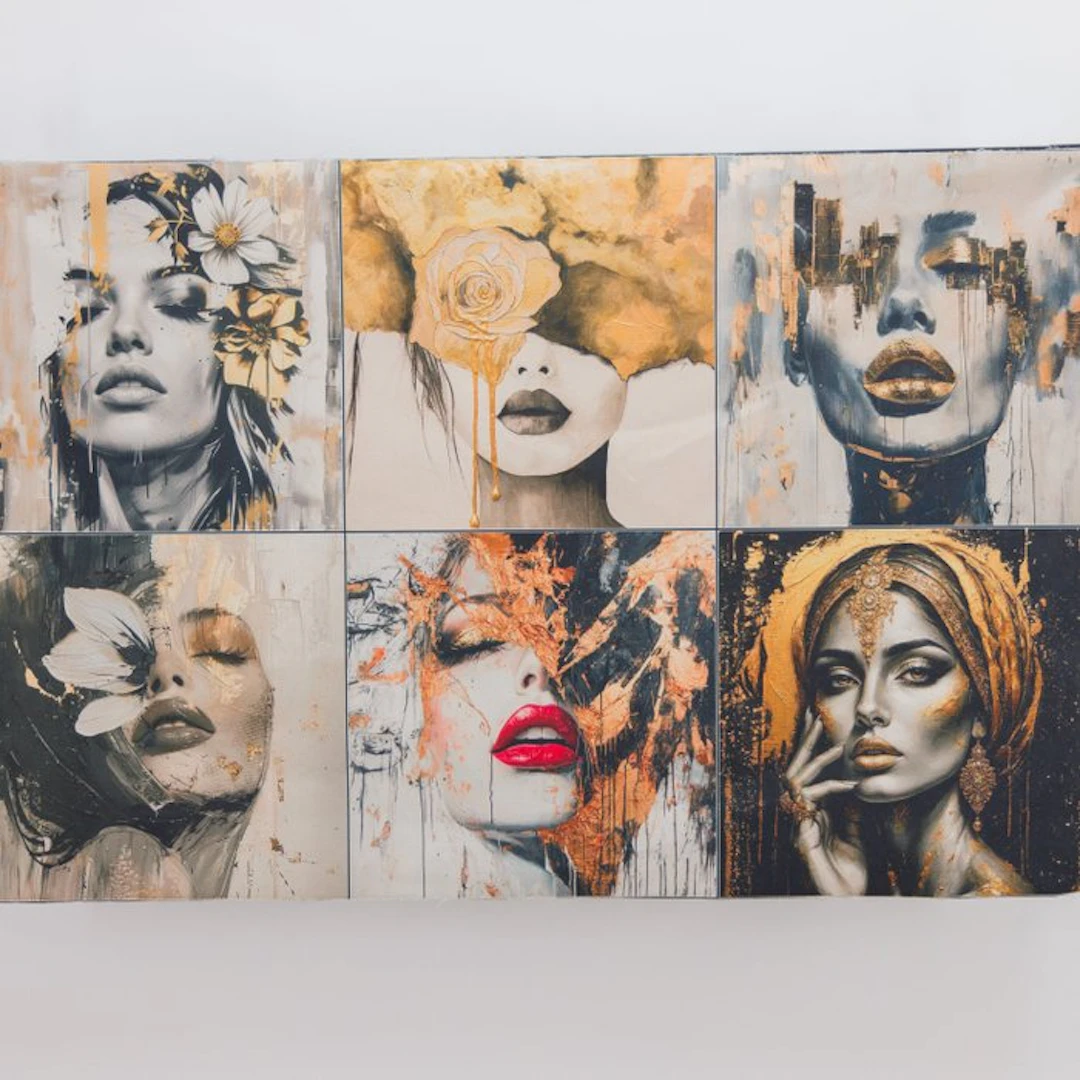 AA188 - Artistic Panel 6 Glamour Portraits – Gold Details...