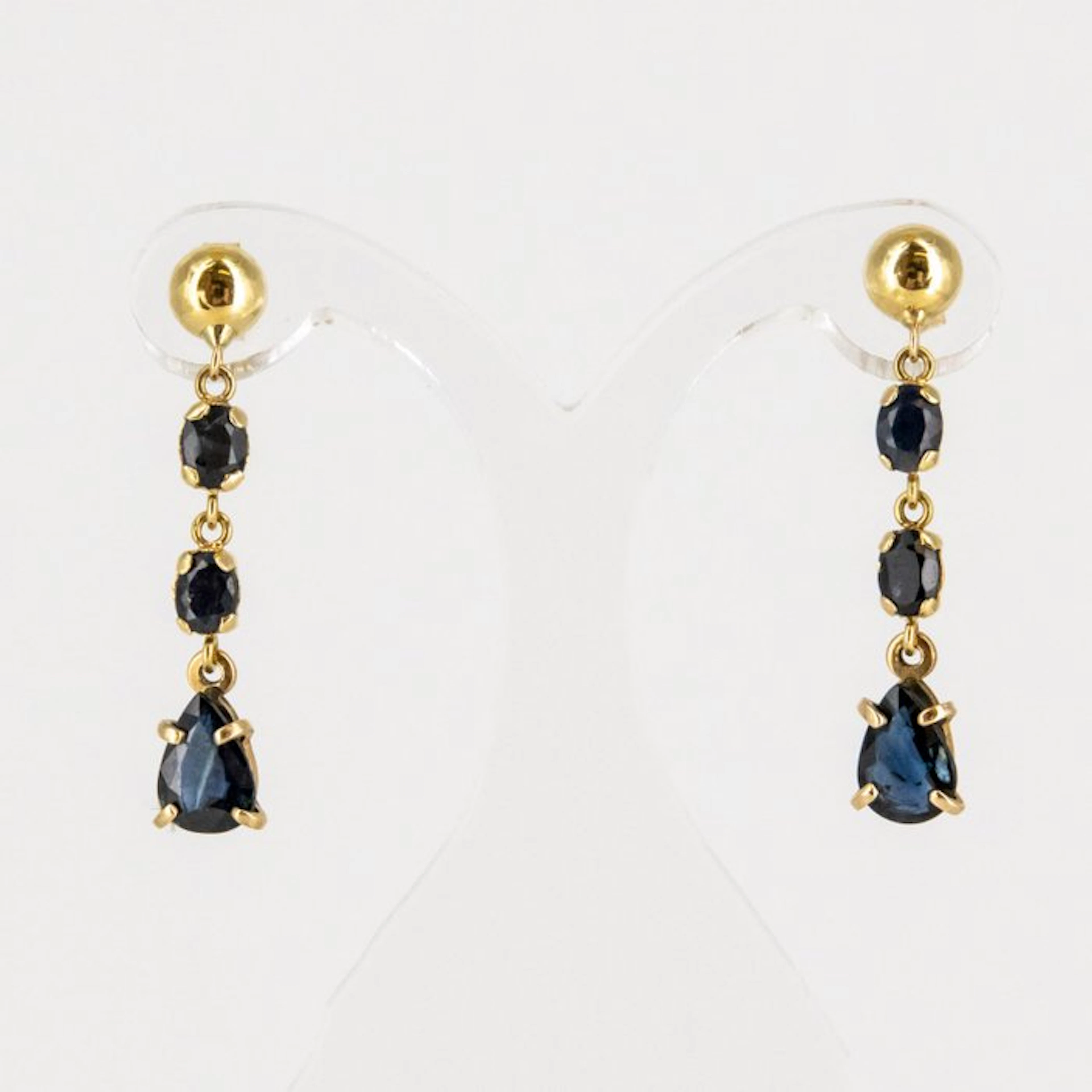 Earrings - 18 kt. Yellow gold Sapphire - Sapphire