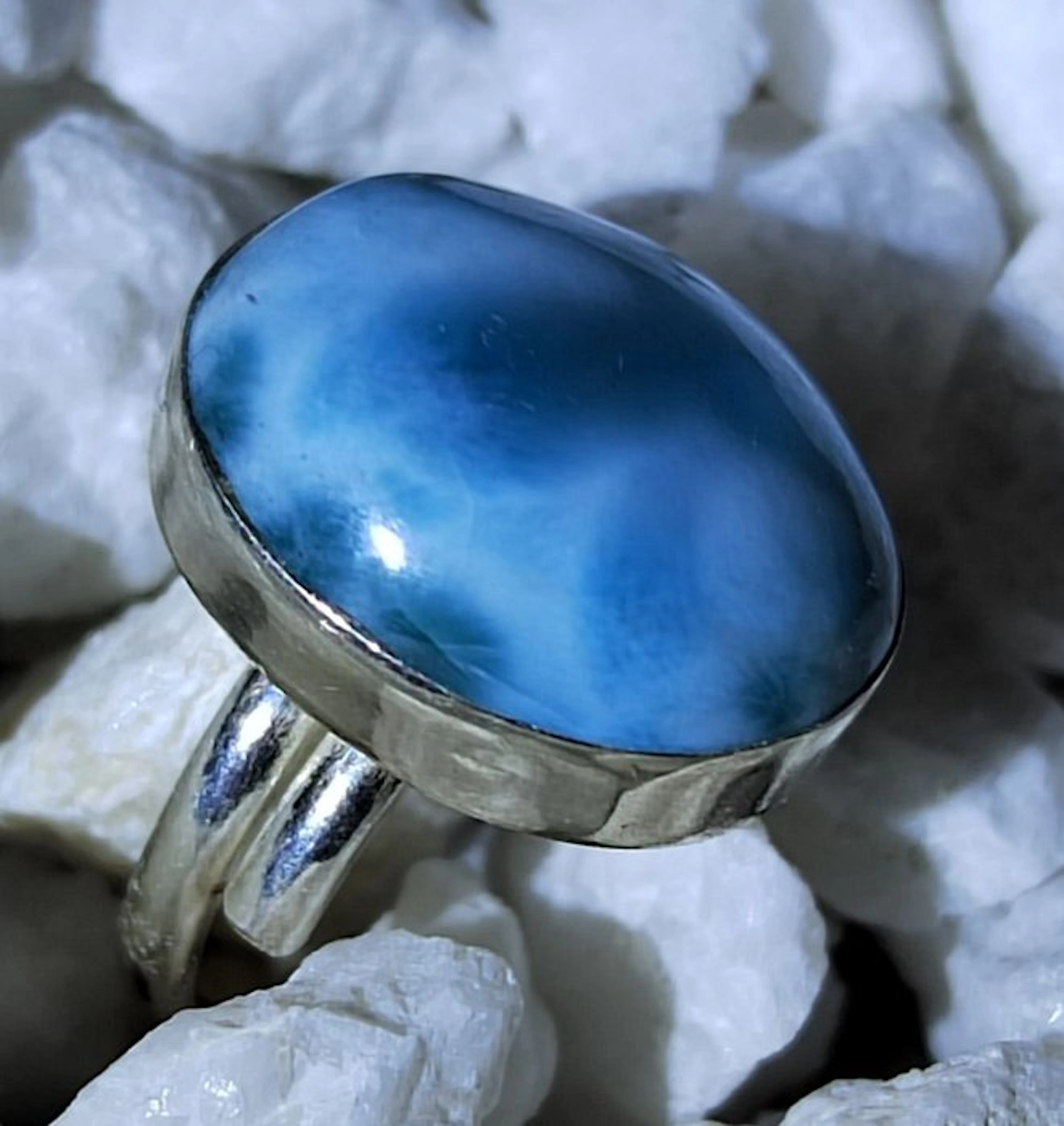Larimar Ring - High Quality - 26.80 Cts- 5.36 g