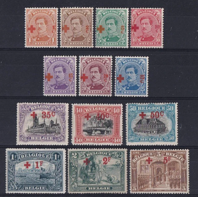 Belgium 1918 - Red Cross series up to 5F - OBP / COB 150/162