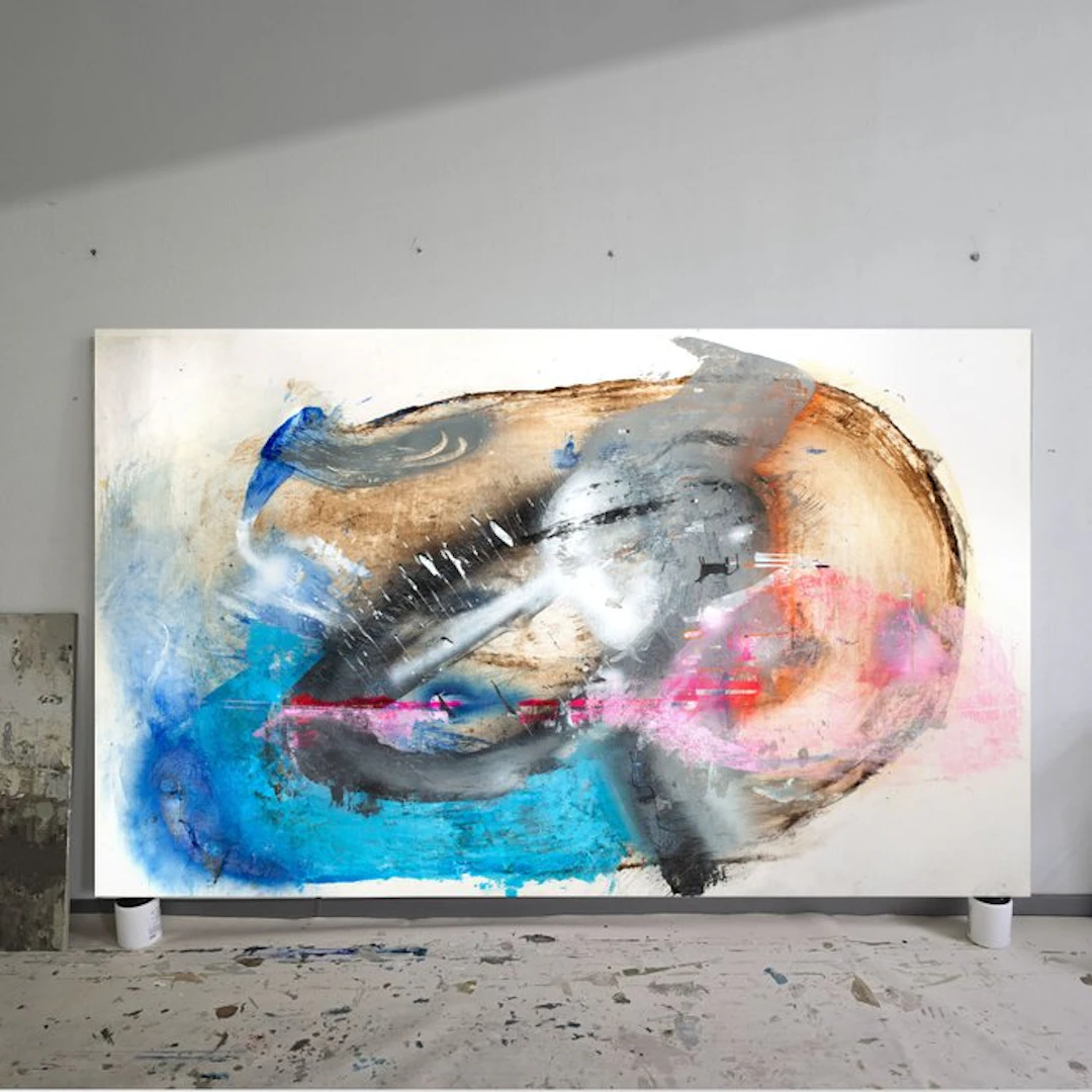 NEV - "Soffice" NO RESERVE ORIGINAL Blue Yellow Pink CANVAS XXL