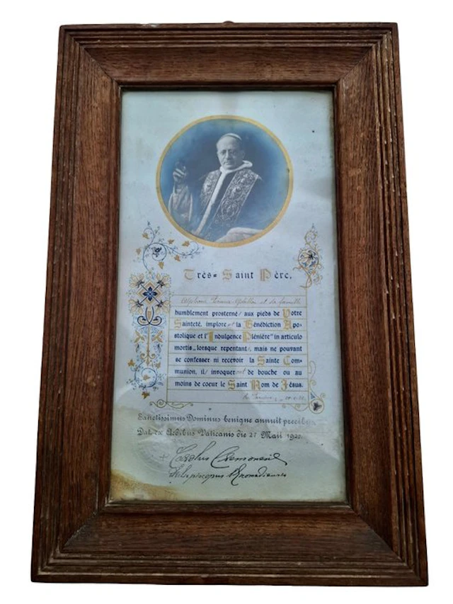 Framed Apostolic Blessing and Plenary Indulgence - 28 x 43 cm - Glass