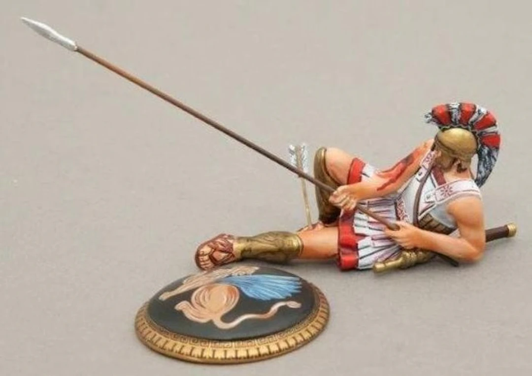 Figure - Valende gekwetste Griekse hopliet beeldje met...