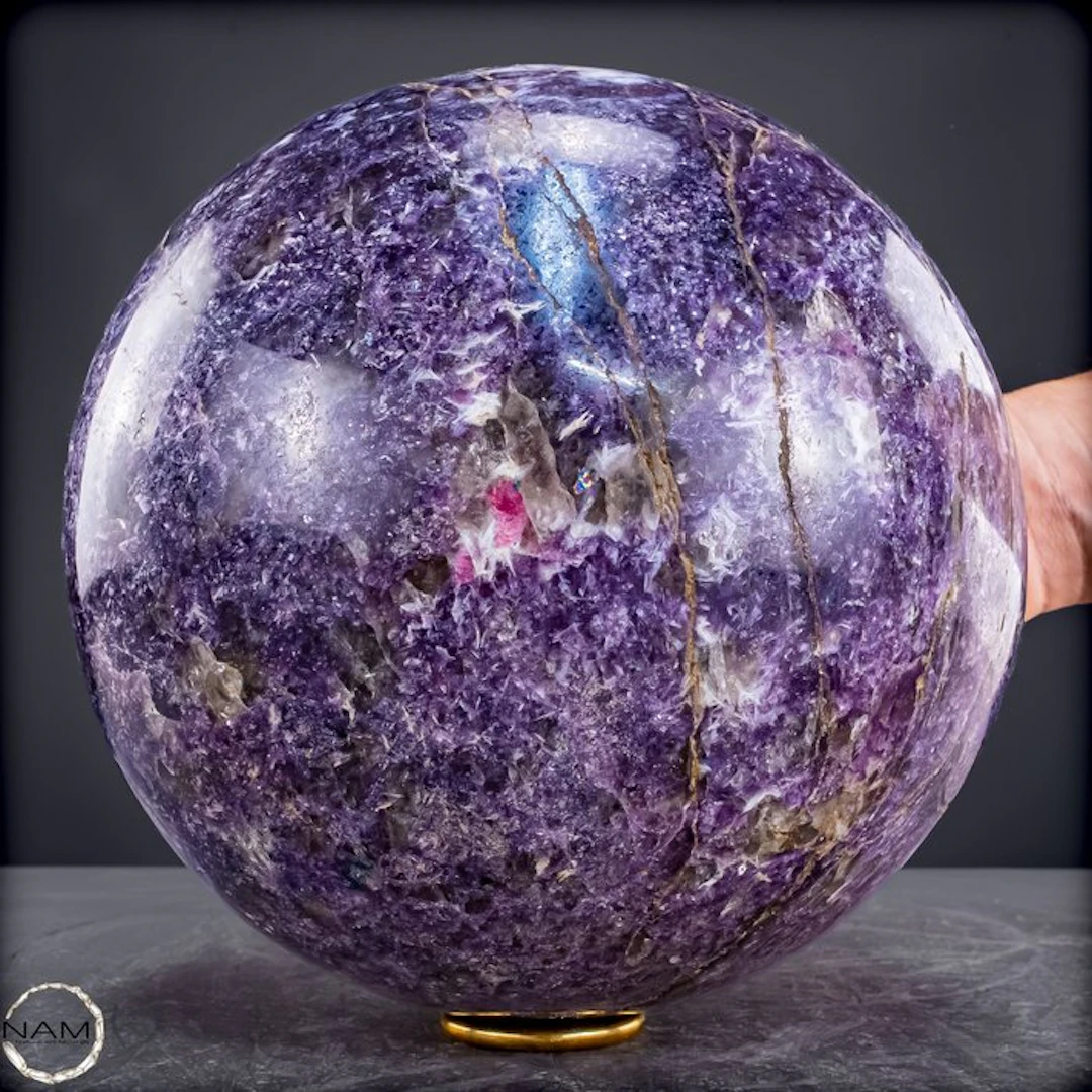 Lepidolite (Unicorn) Stone Sphere – Fascinating Colors of...