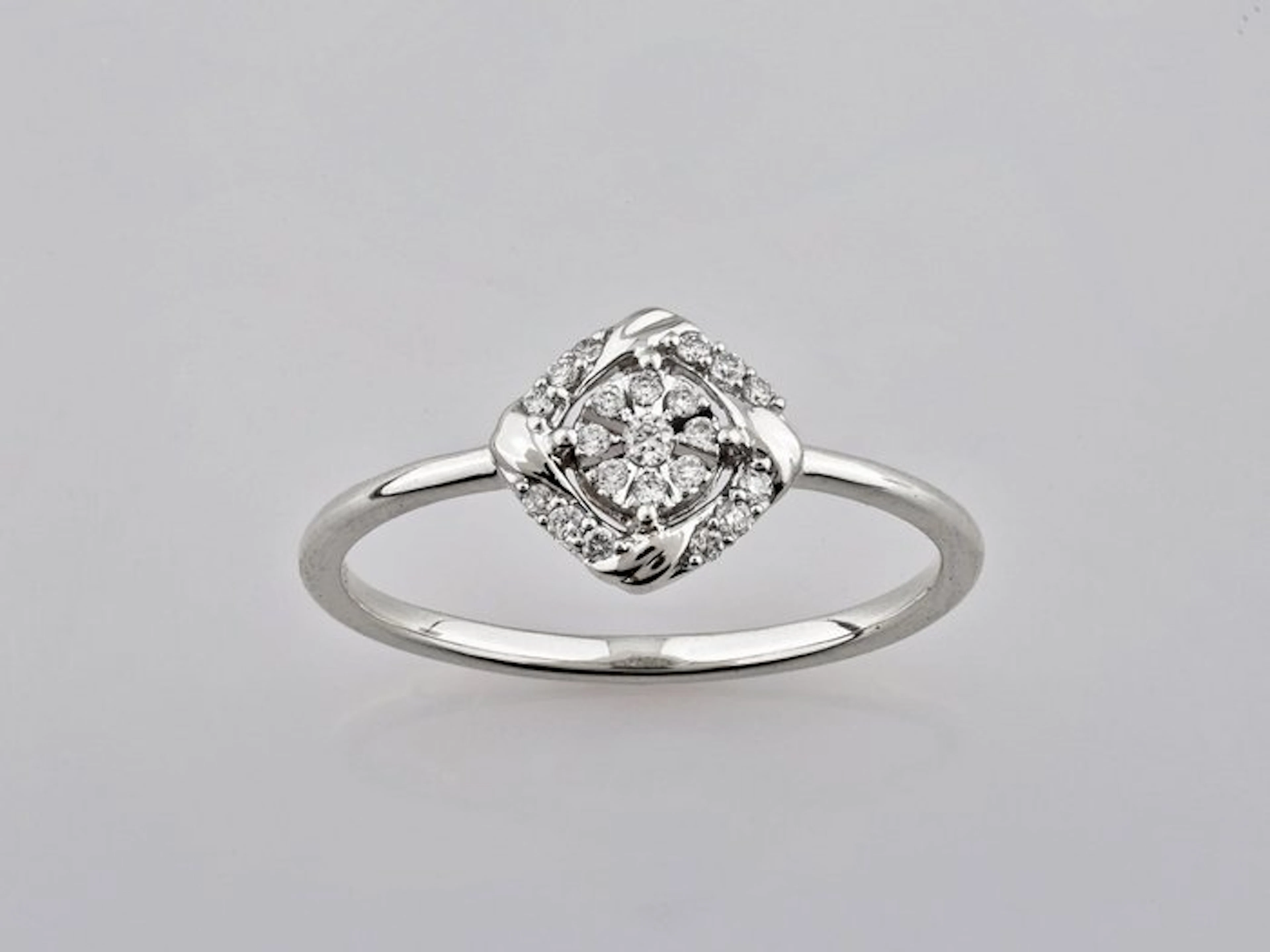 Ring - 14 kt. White gold - 0.09ct. tw. Diamond (Natural)