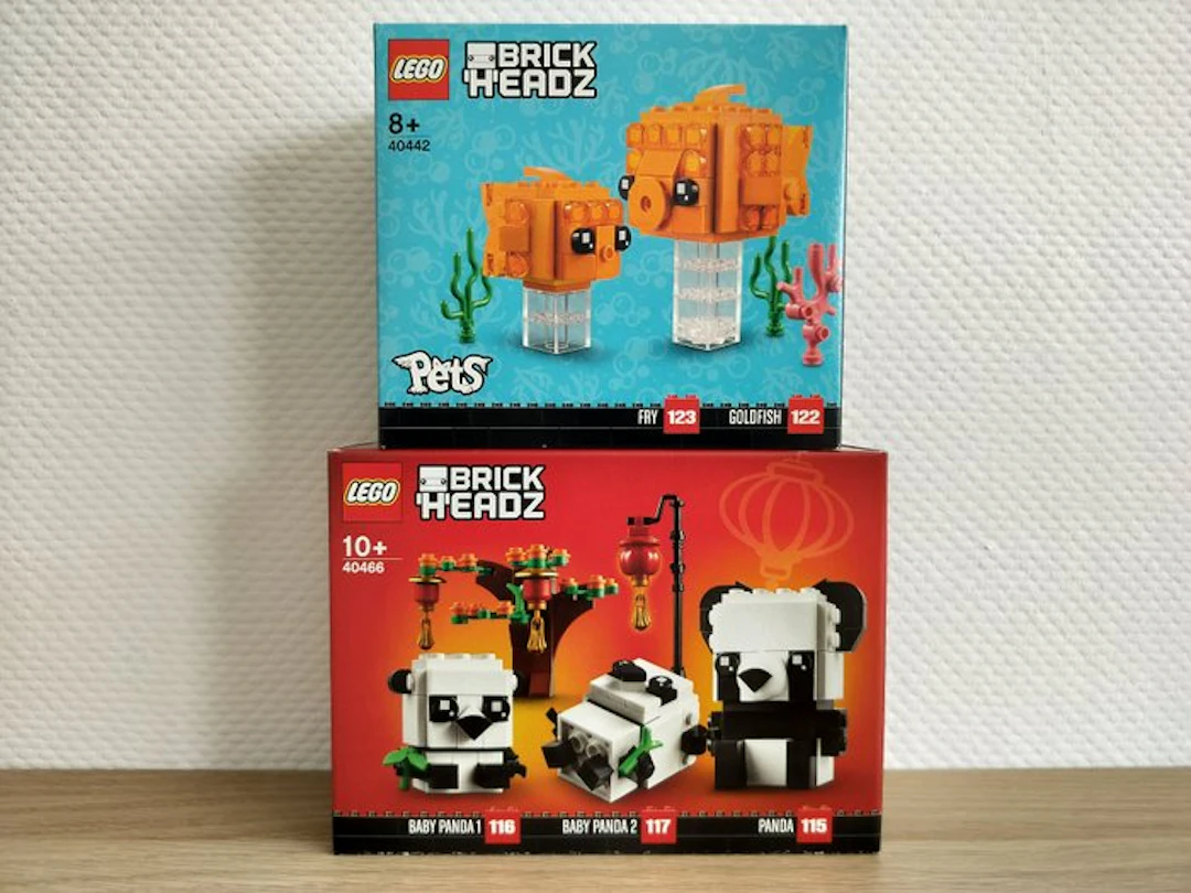 LEGO Set - BrickHeadz - 40442 - Goldfish + 40466 - Chinese New Year Pandas