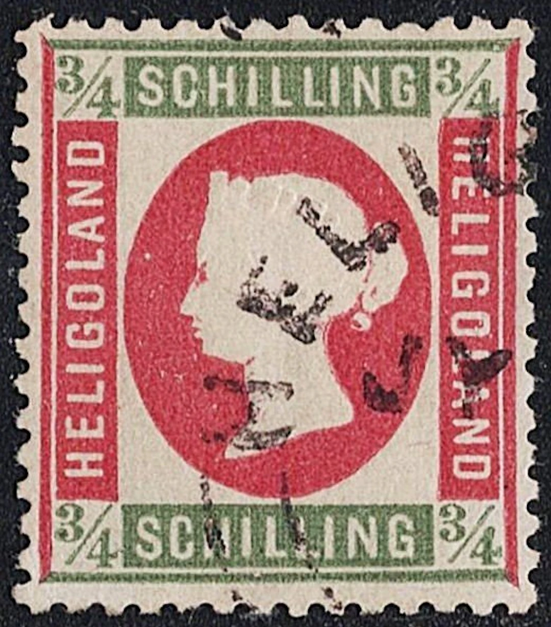Heligoland 1869/1874 - 3/4 S Green & Carmine VICTORIA - Y&T 7