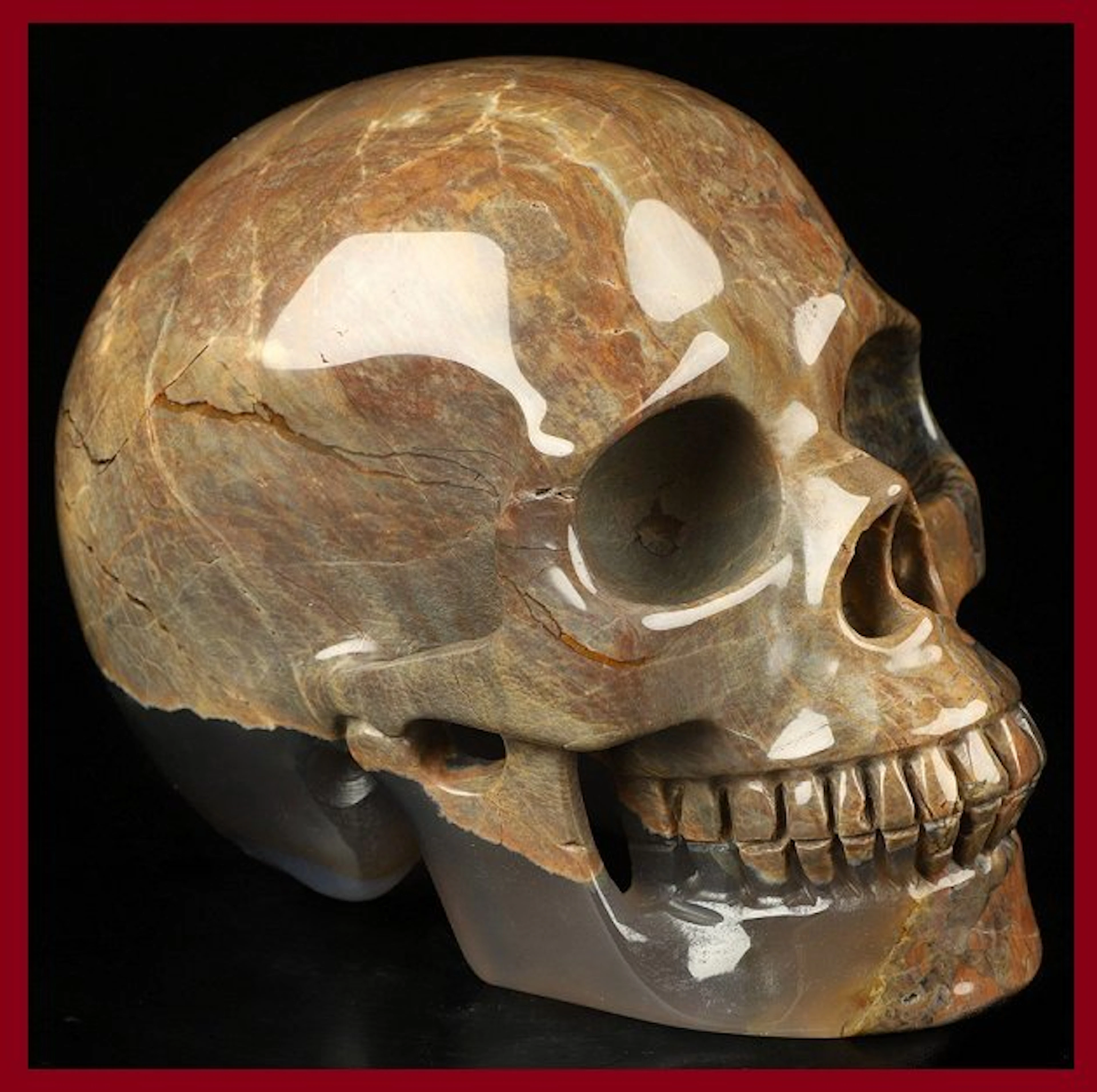Agate Skull - Height: 10 cm - Width: 9 cm- 1227 g - (1)