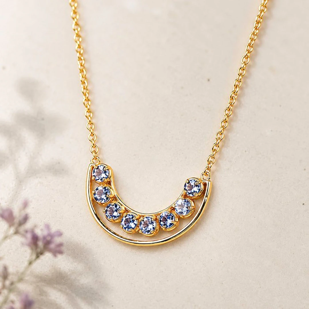 No reserve price - Necklace Silver - Tanzanite - Certified