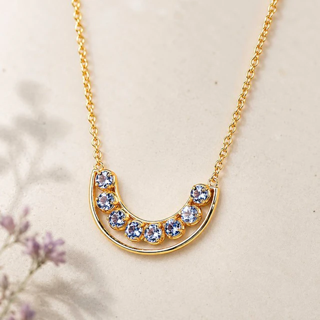No reserve price - Necklace Silver - Tanzanite - Certified