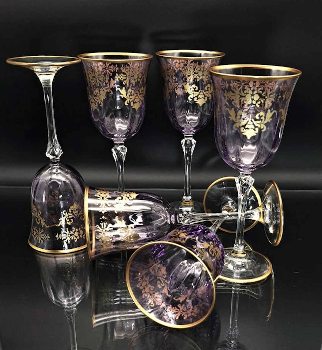 Artemisia - Drinking set (6) - Melody - Crystal, Gold zecchino