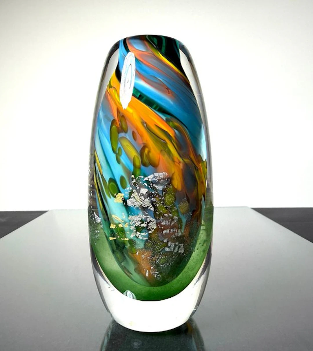 Maxence Parot - Vase - Unique vase in gold and silver colors. - Glass