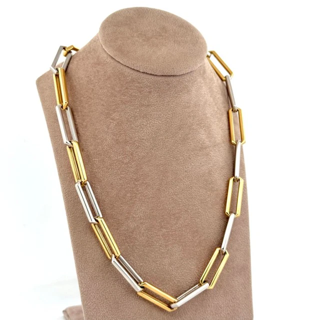 Necklace - 18 kt. Yellow gold, White gold - Made in Italy - 50 cm