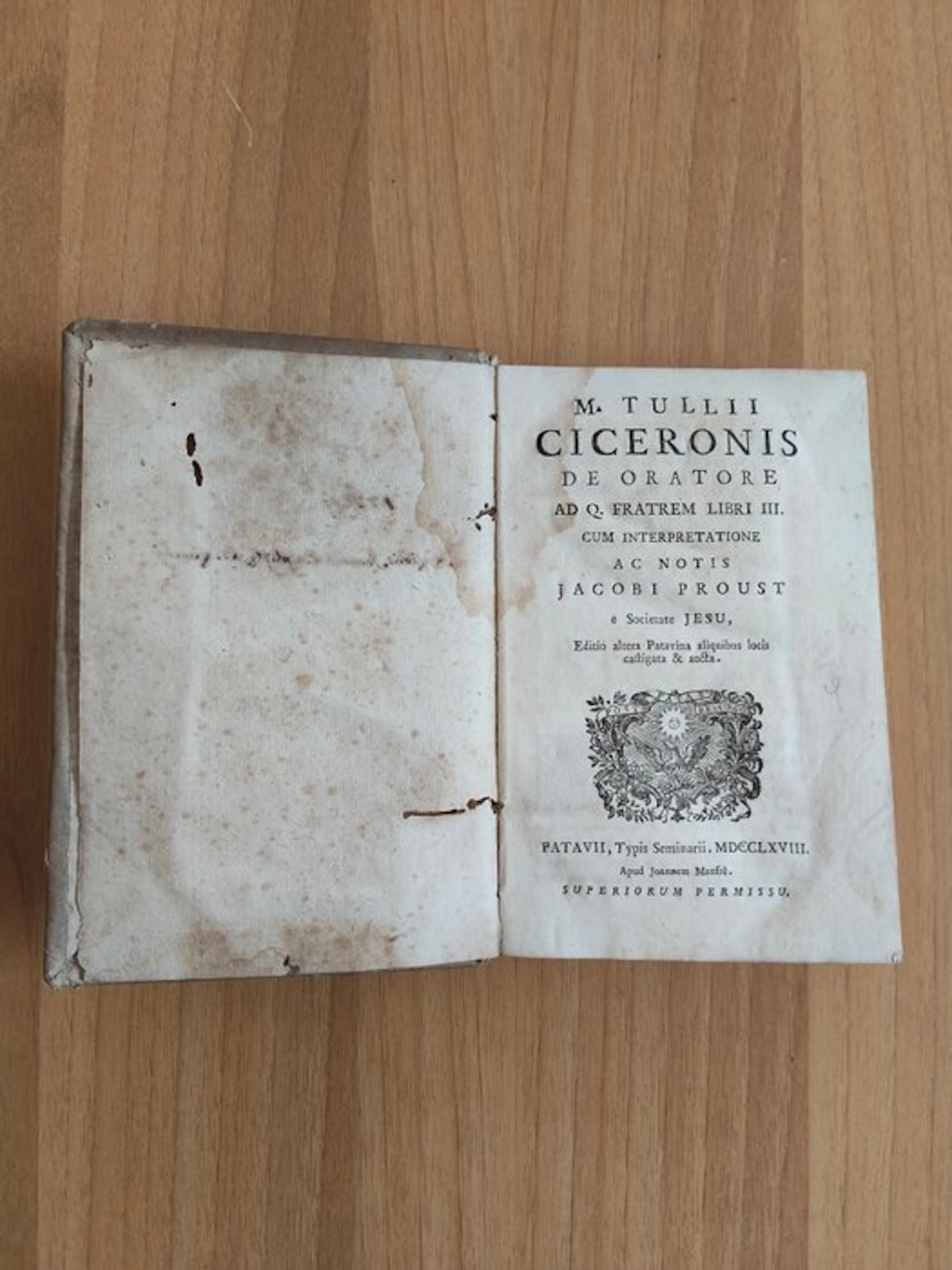 1768 Marcus Tullius Cicero; Jacobi Proust (editor) - M