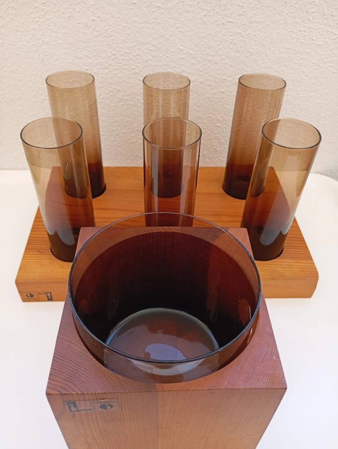 Artek - Drinking set (9) - Crystal, Pinewood