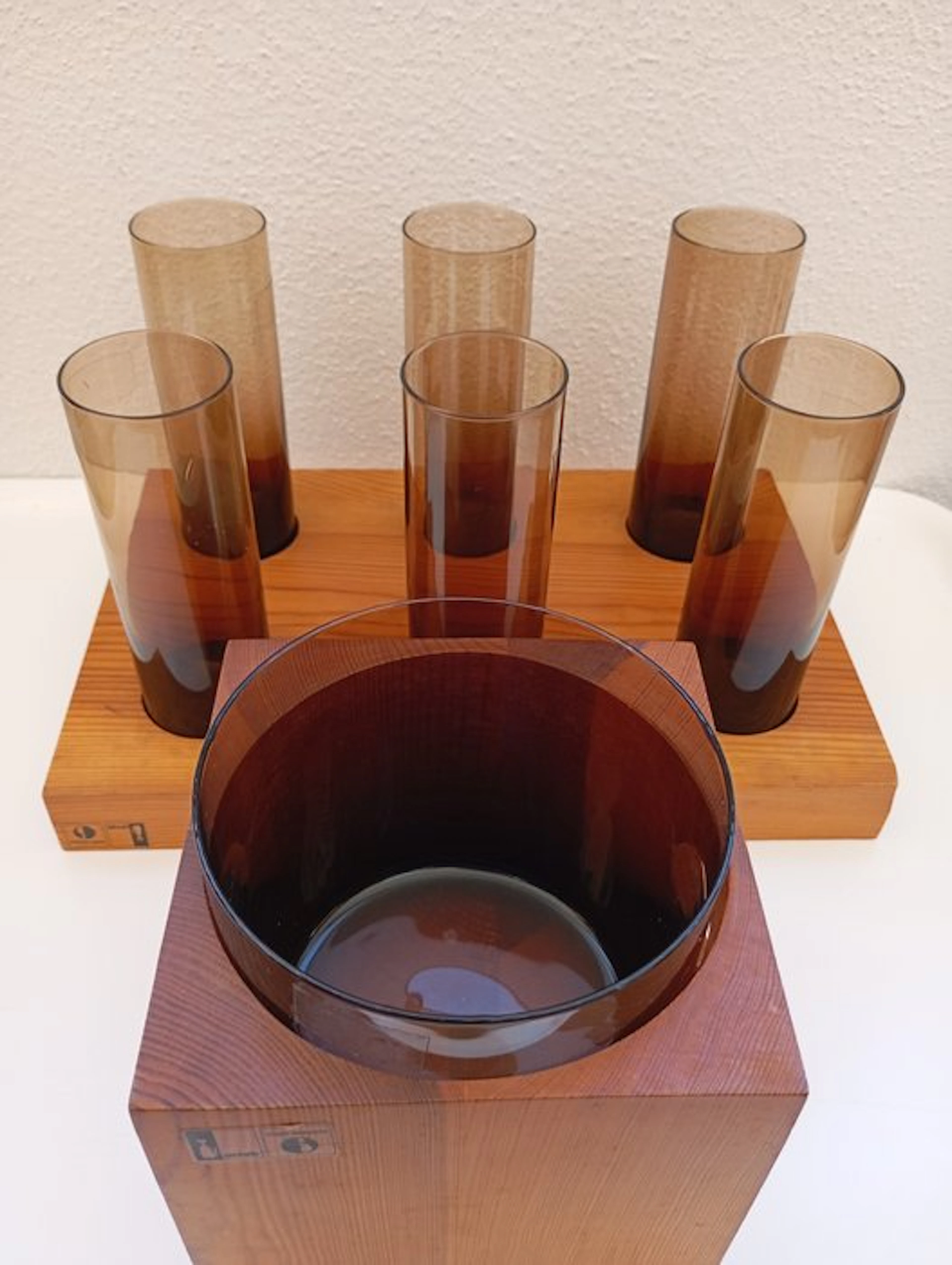 Artek - Drinking set (9) - Crystal, Pinewood