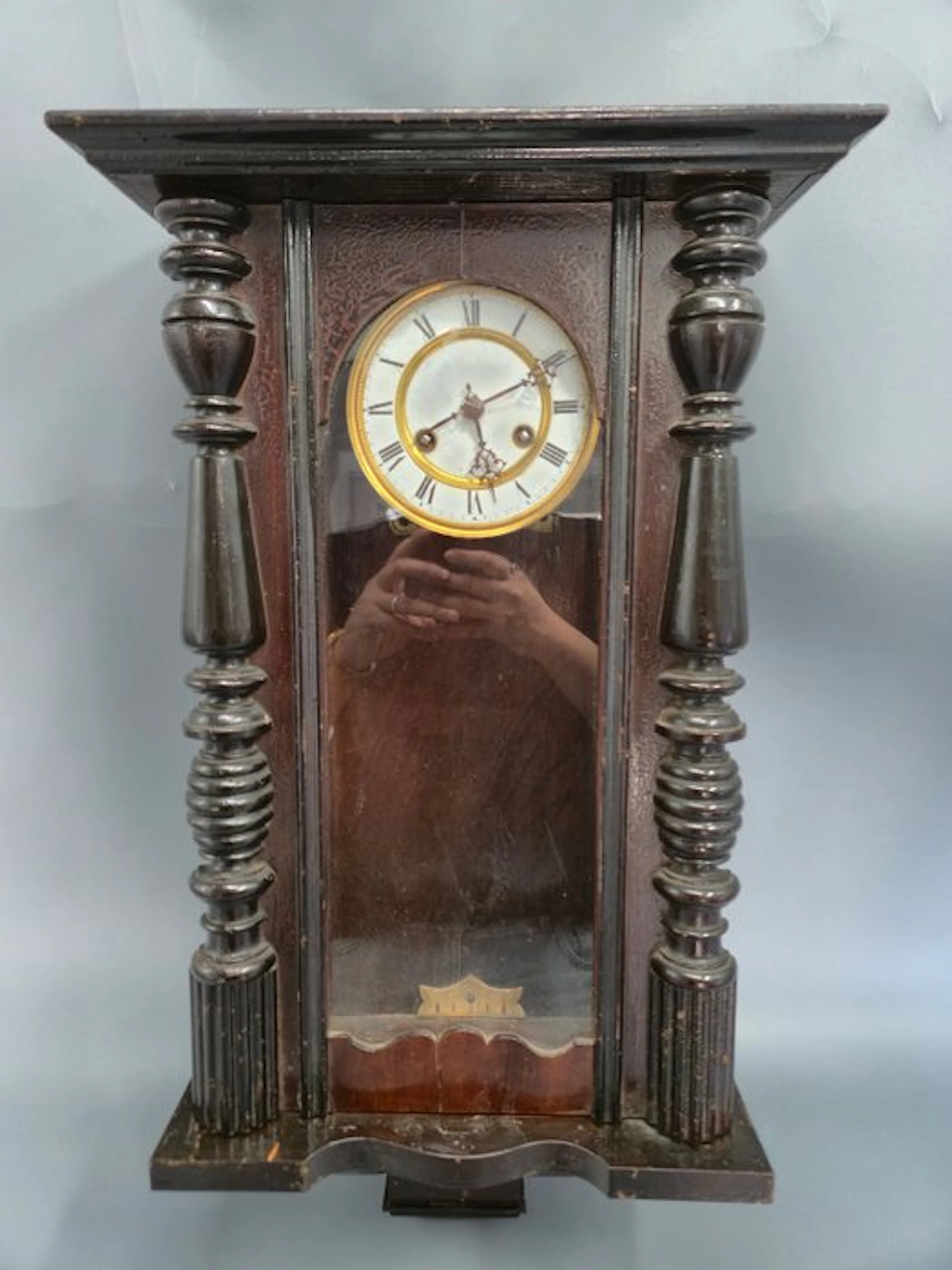 Wall clock - Antike Wanduhr Regulator – Holzgehäuse mit...