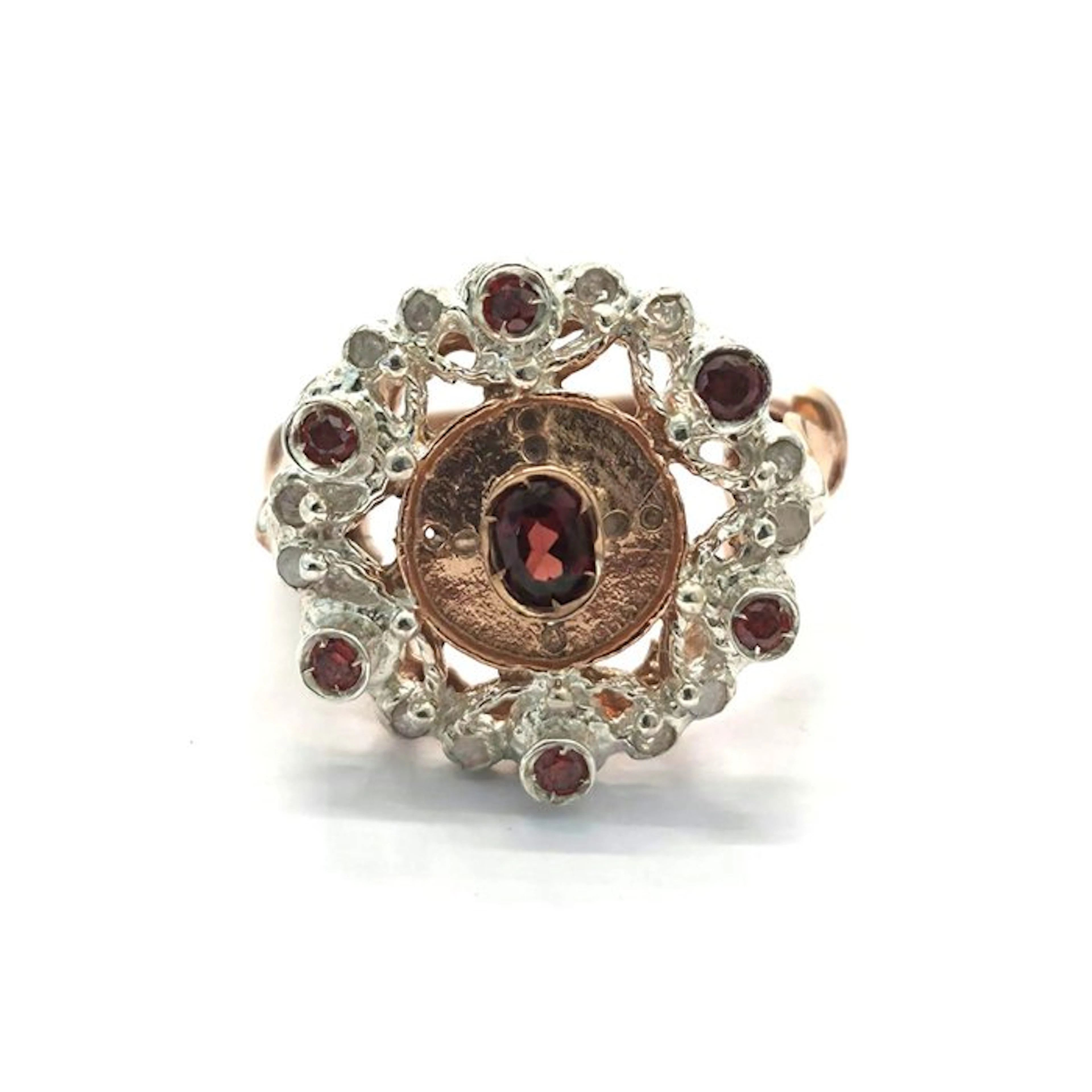 No reserve price - Ring - 9 kt. Rose gold, Silver Spinel - Diamond