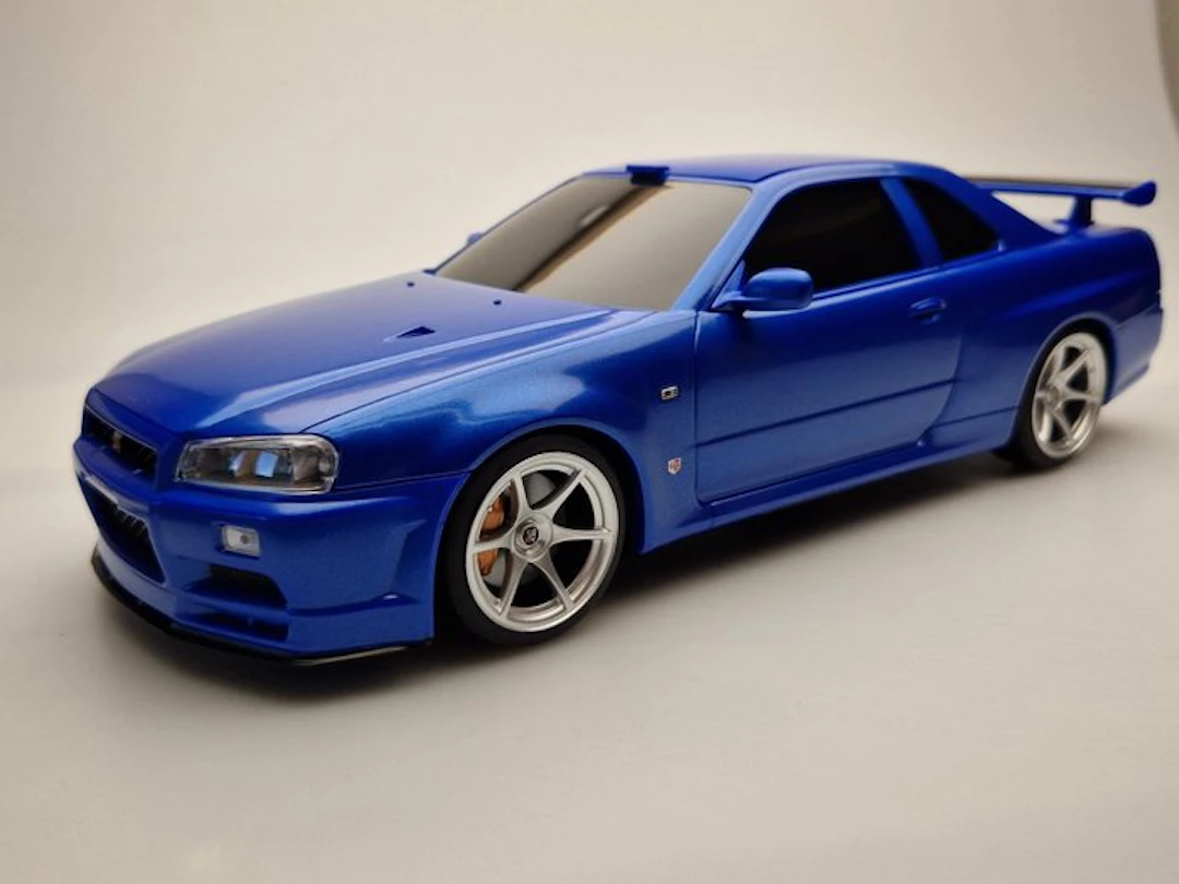 RM Models 1:18 - Model car - Nissan Skyline R34 GT-R - Blauw - Tissuebox