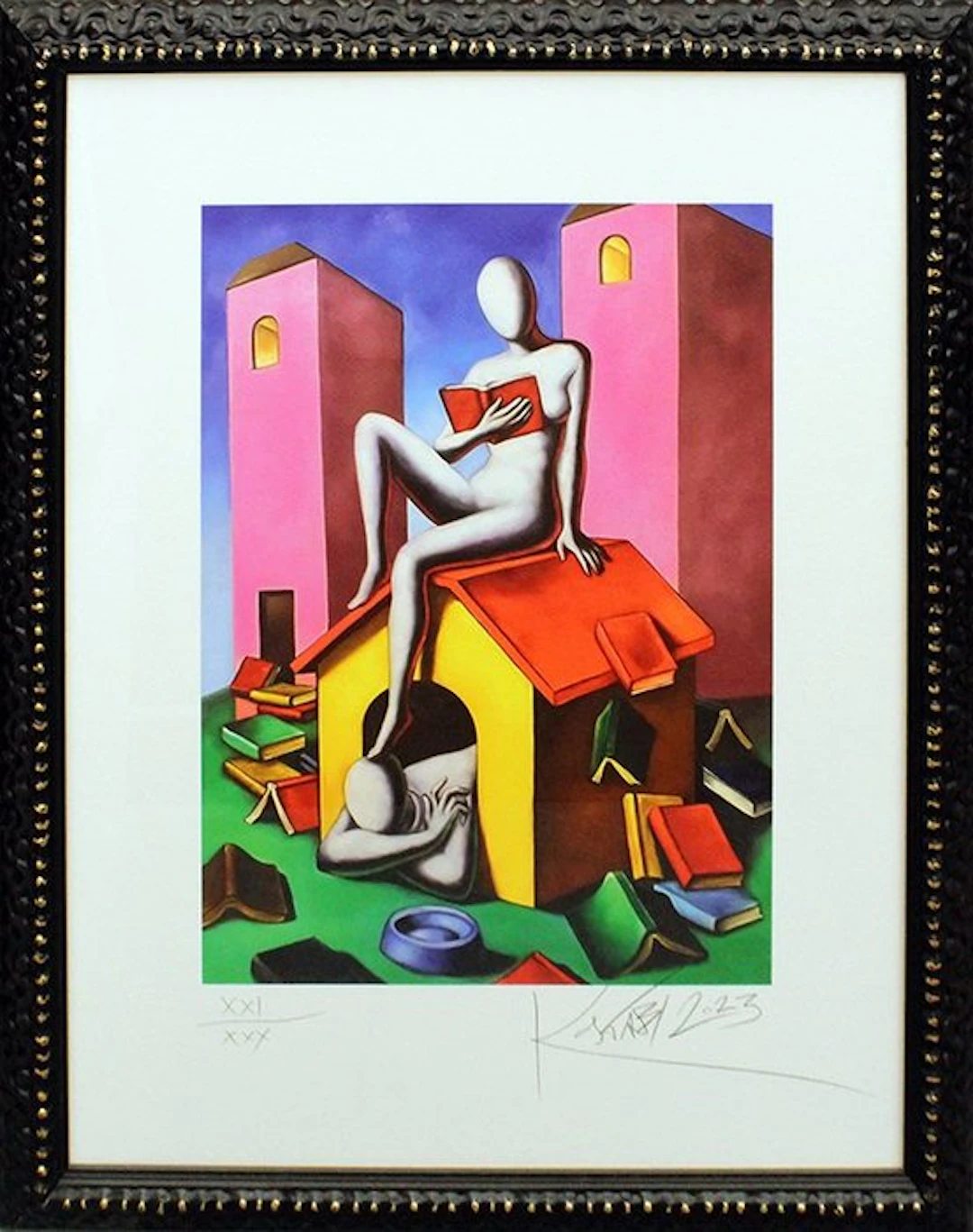 Mark Kostabi (1960) - Donna con libro